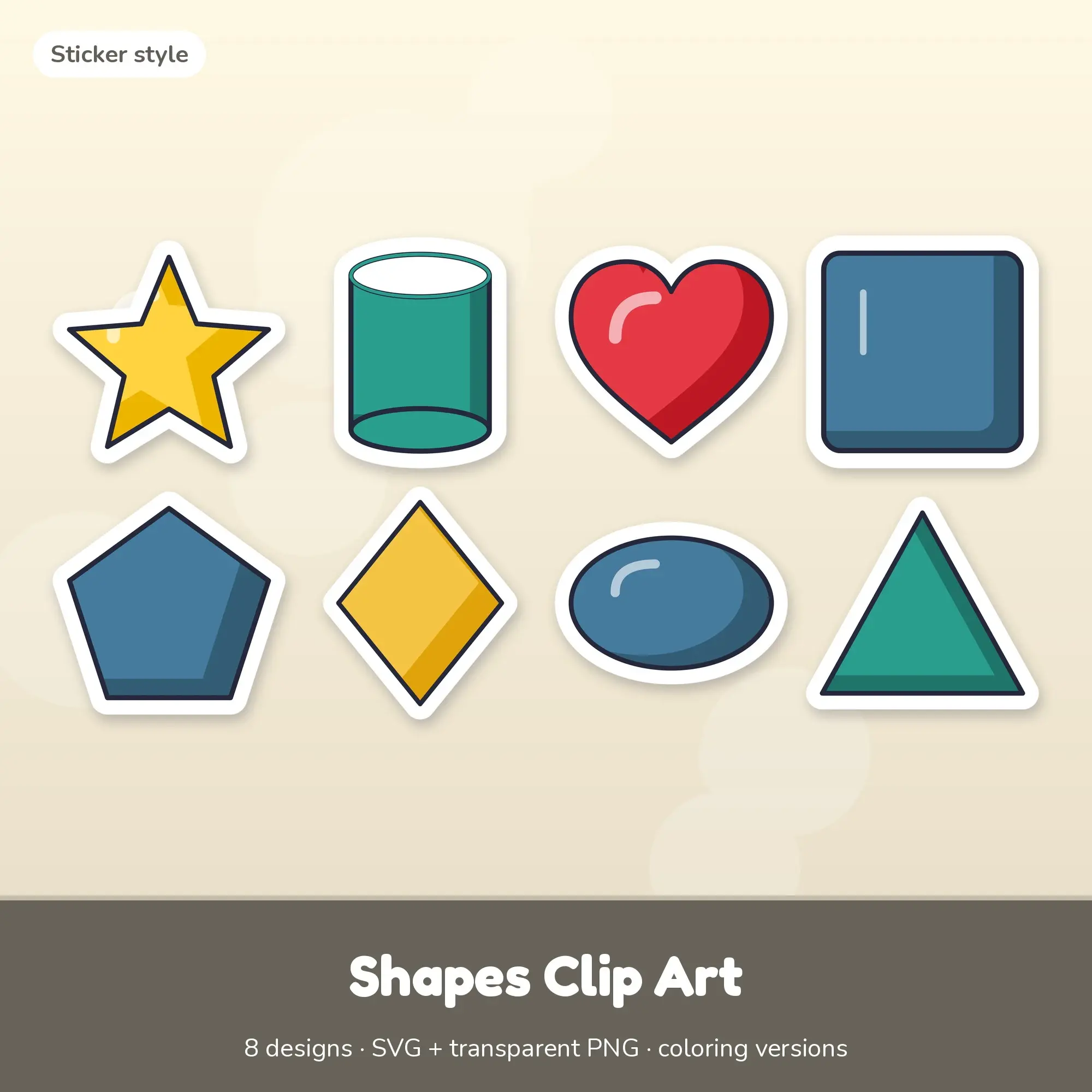 Shapes Clip Art SVG & PNG - Star, Cylinder & More (Sticker) preview
