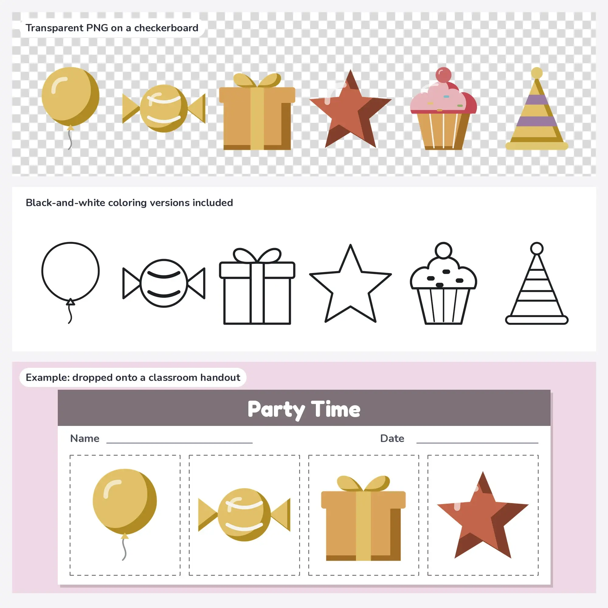 Party & Celebration Vector Clipart Bundle: Balloon, Candy + 4 More, preview 2 of 2