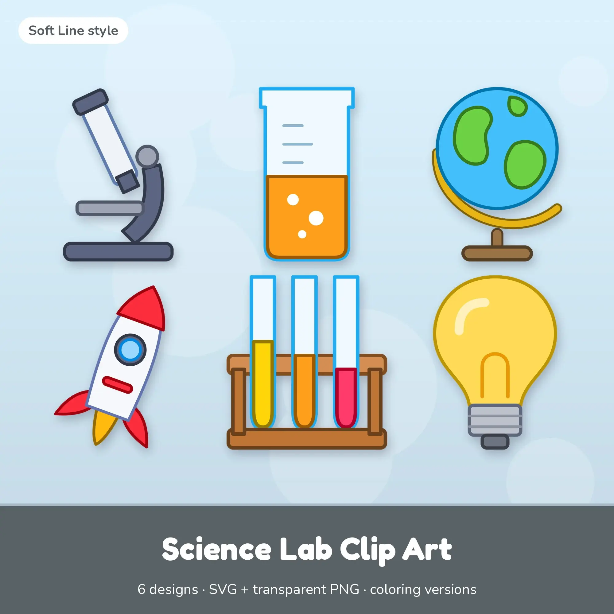 Vivid Pop Science Lab Clip Art - 6 SVG + PNG Designs preview