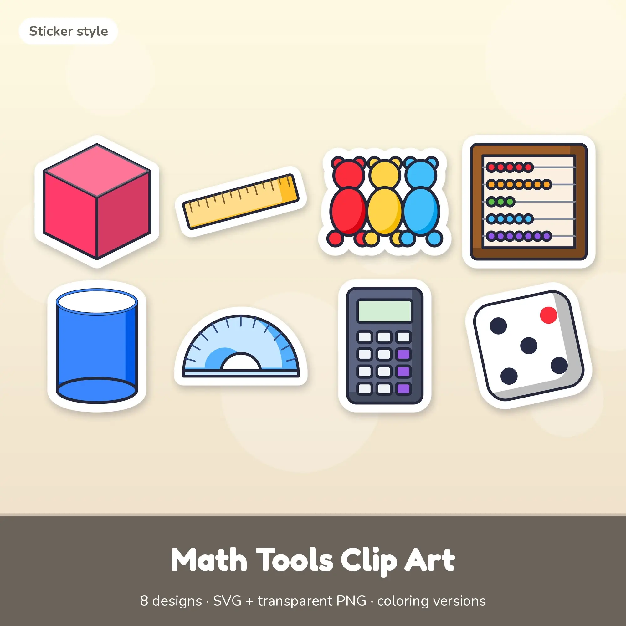 Math Tools Vector Clipart Bundle: Cube, Ruler + 6 More preview