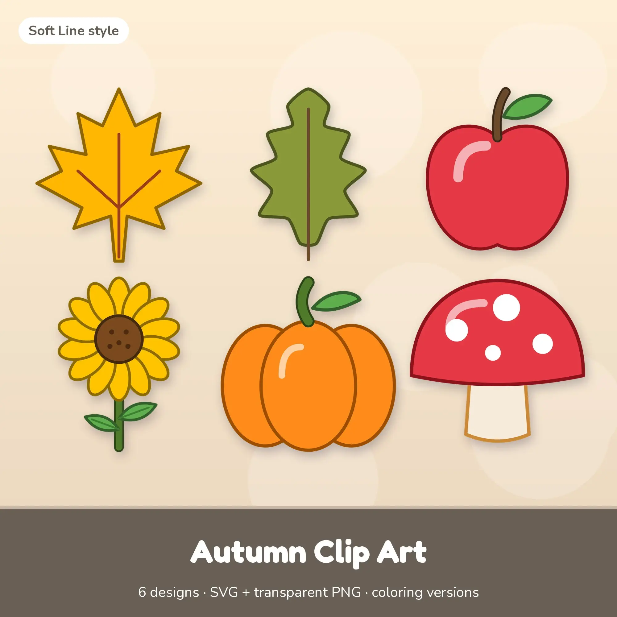 Autumn Vector Clipart Bundle: Maple Leaf, Oak Leaf + 4 More preview