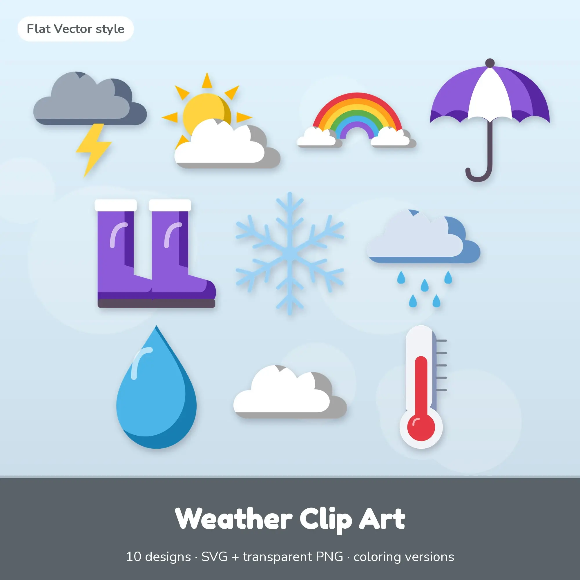 Classic Bright Weather Clip Art - 10 SVG + PNG Designs preview