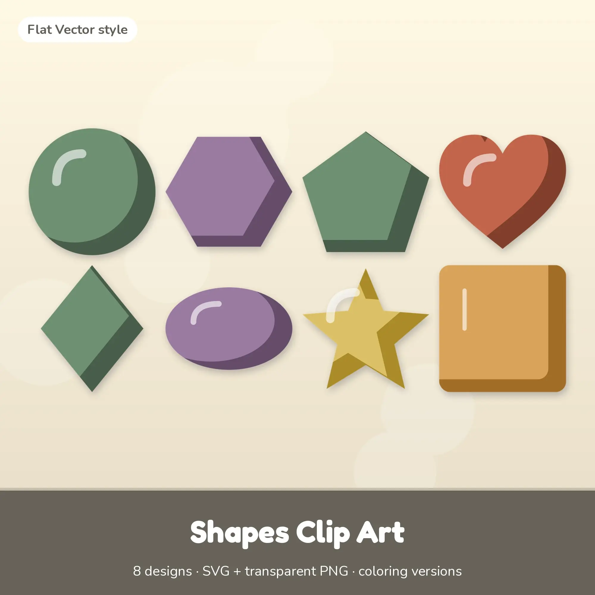 Shapes Clip Art SVG & PNG - Circle, Hexagon & More (Flat Vector) preview