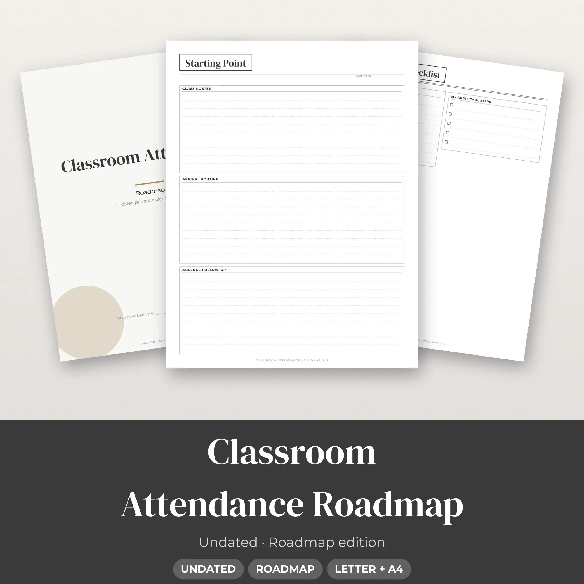 Classroom Attendance Roadmap Planner PDF - Charcoal preview