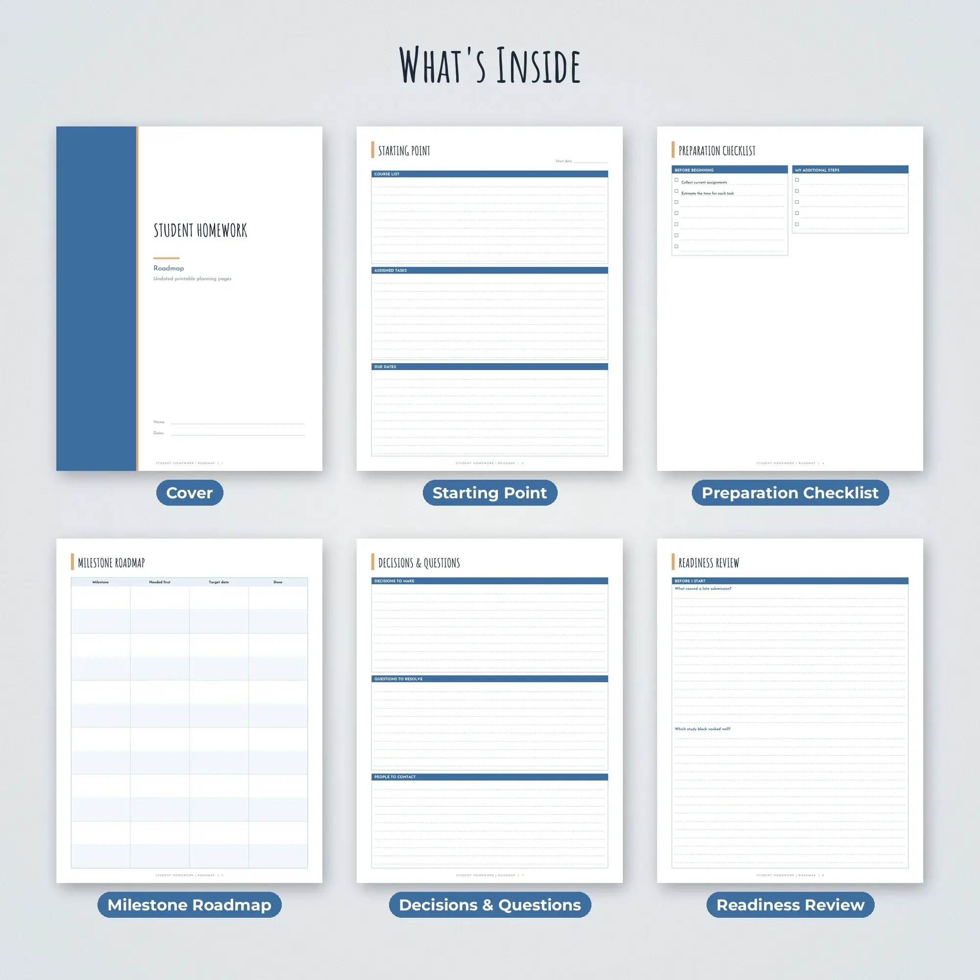 Student Homework Roadmap Planner PDF - Denim, preview 2 of 2
