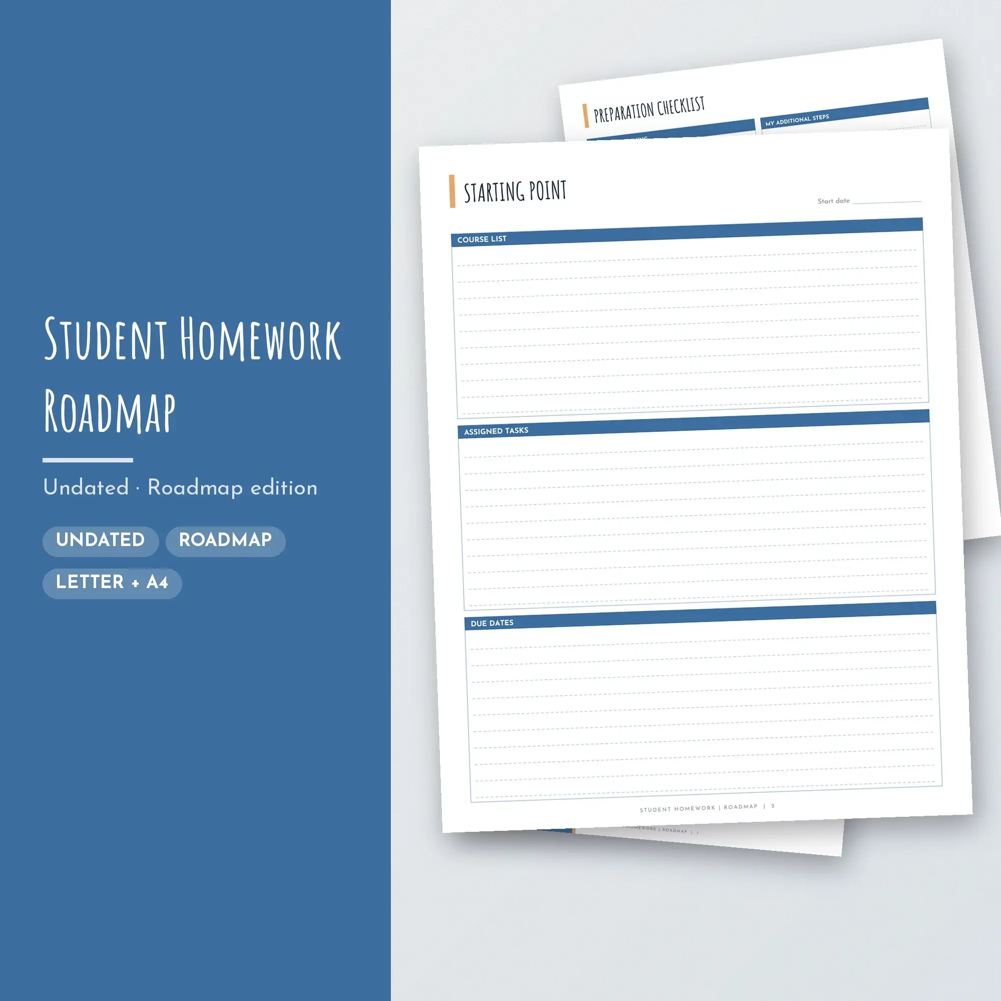 Student Homework Roadmap Planner PDF - Denim preview