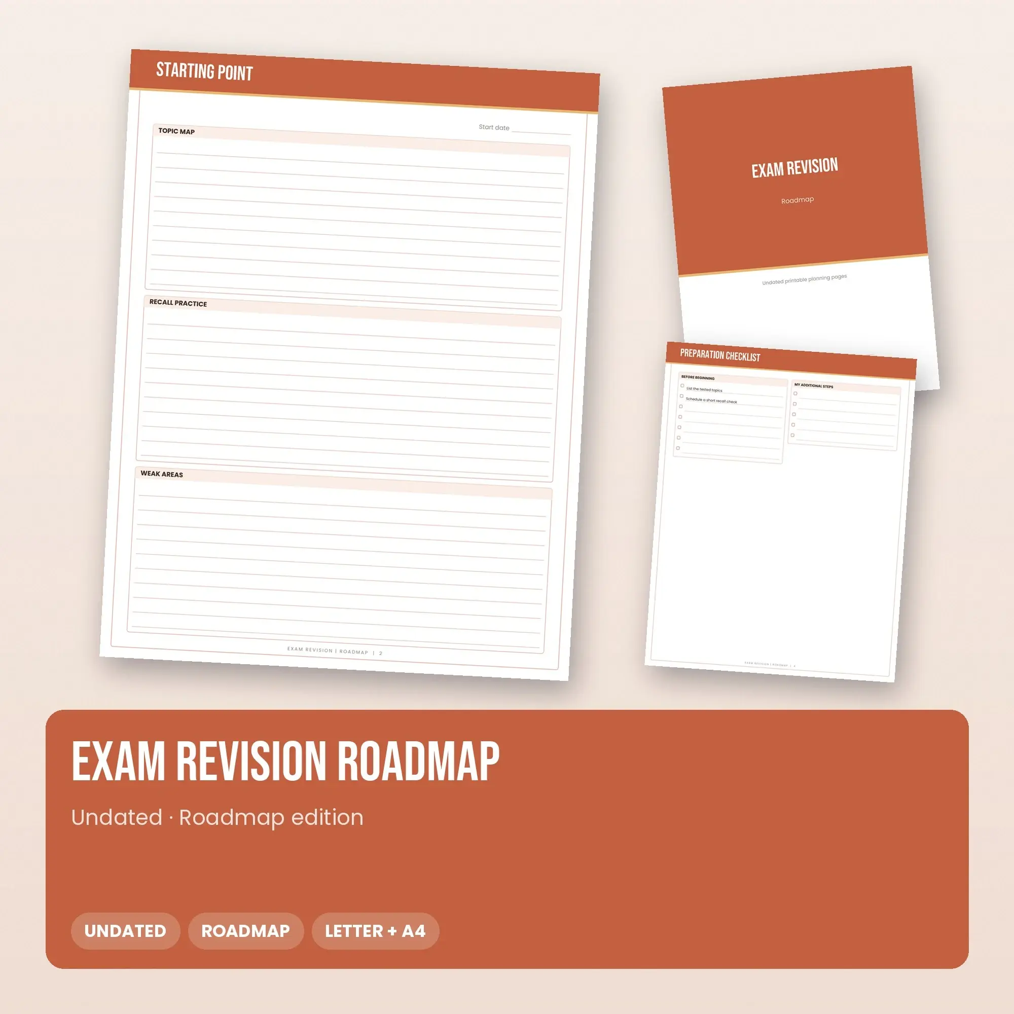 Exam Revision Roadmap Planner PDF - Terracotta preview