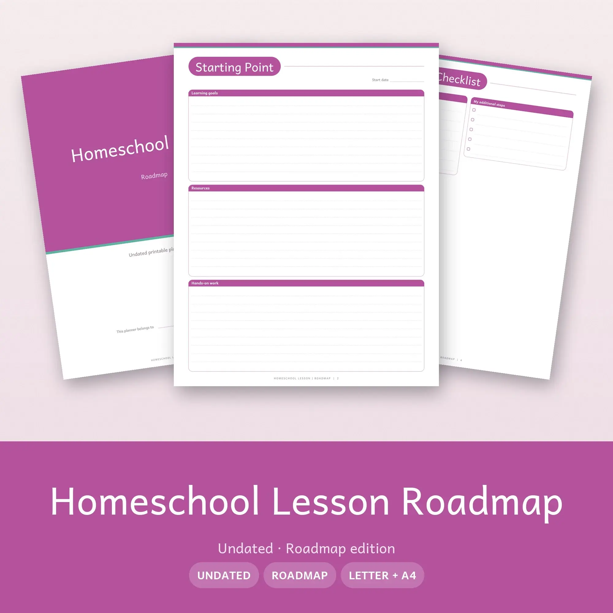 Homeschool Lesson Roadmap Planner PDF - Orchid preview