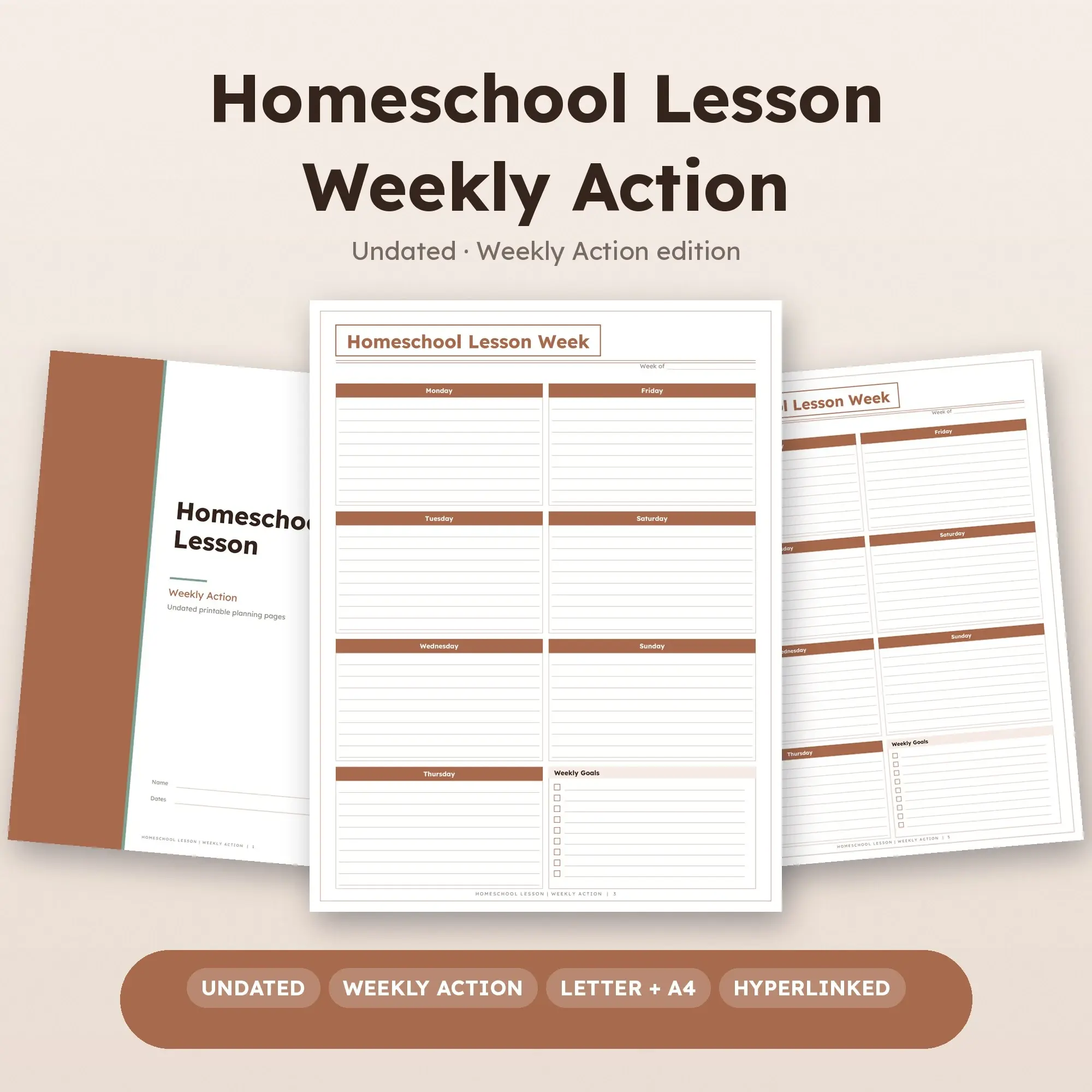 Homeschool Lesson Weekly Action Planner PDF - Clay preview