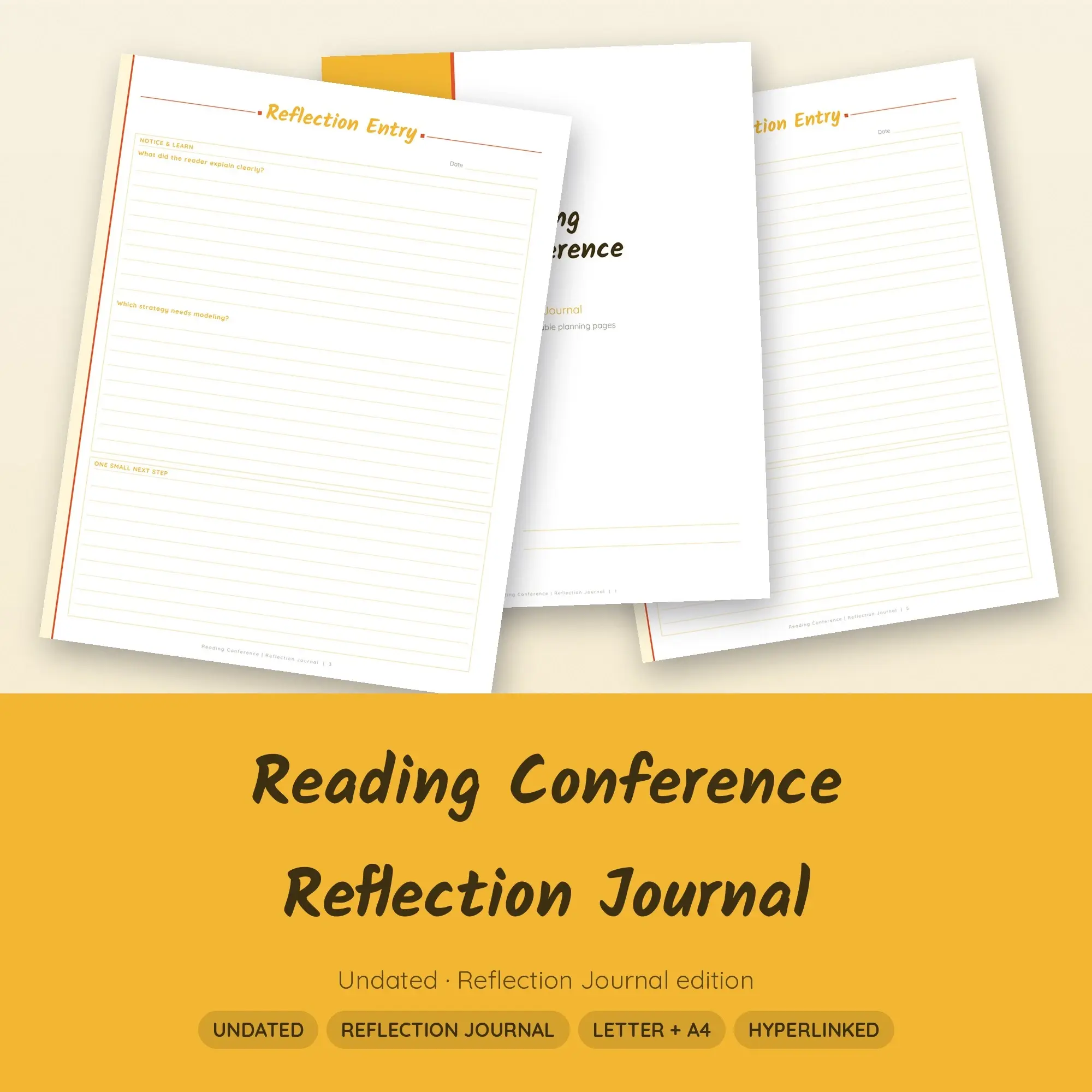 Reading Conference Reflection Journal Planner PDF - Sunshine preview