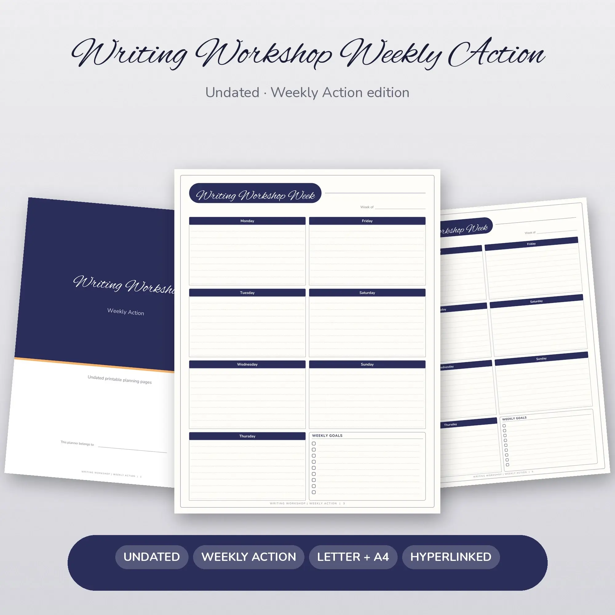 Writing Workshop Weekly Action Planner PDF - Midnight, preview 1 of 2
