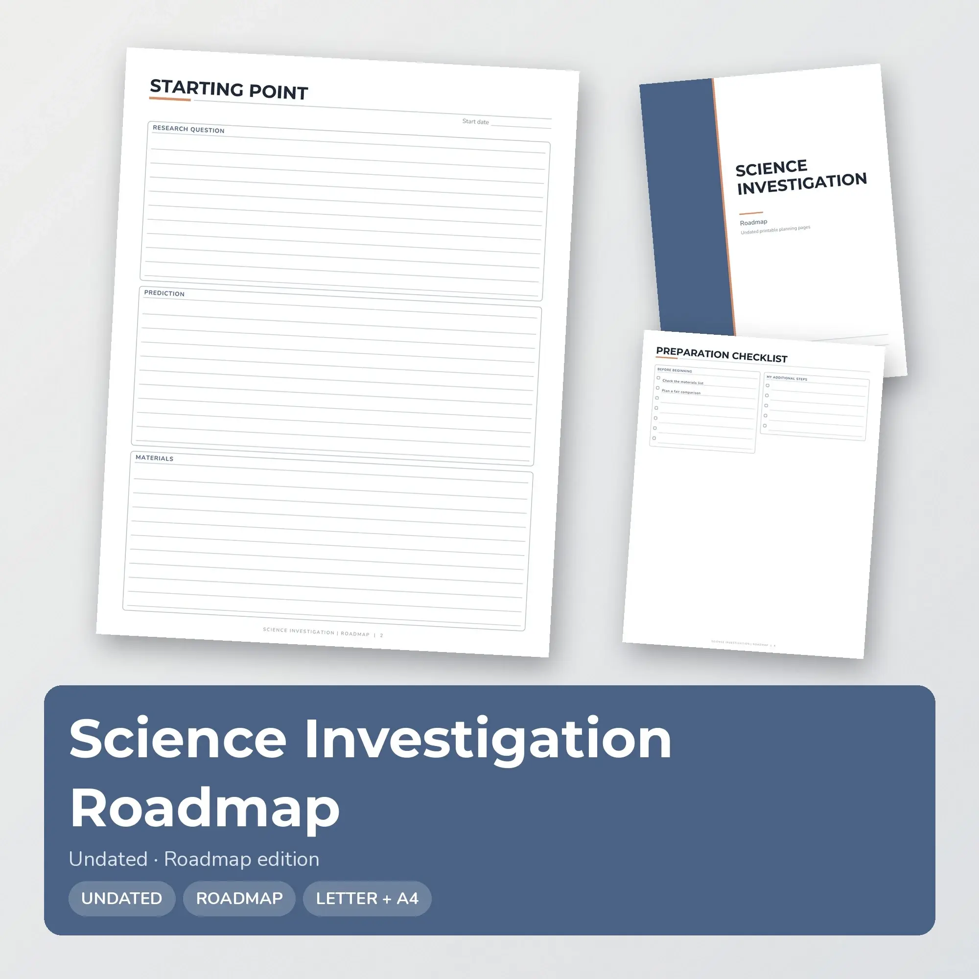 Science Investigation Roadmap Planner PDF - Slate Blue preview