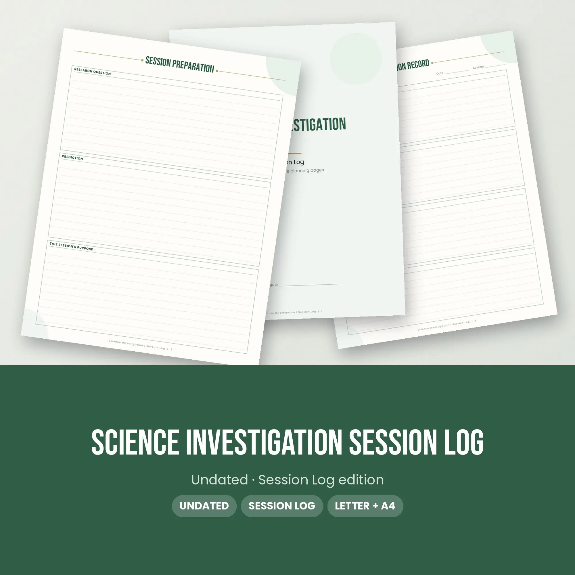 Science Investigation Session Log Planner PDF - Forest preview