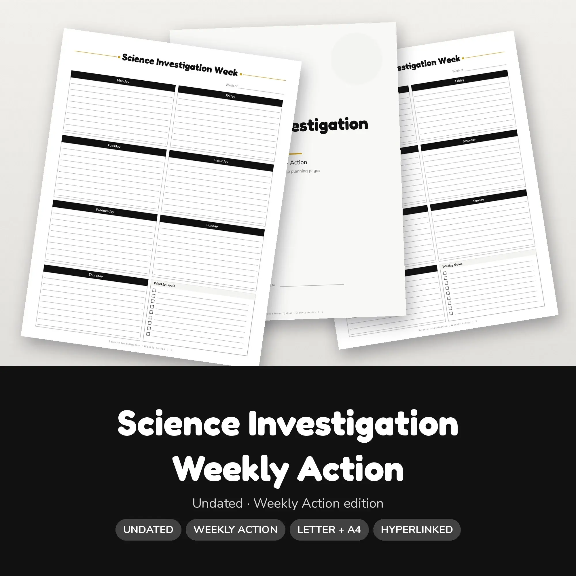Science Investigation Weekly Action Planner PDF - Ink Black preview