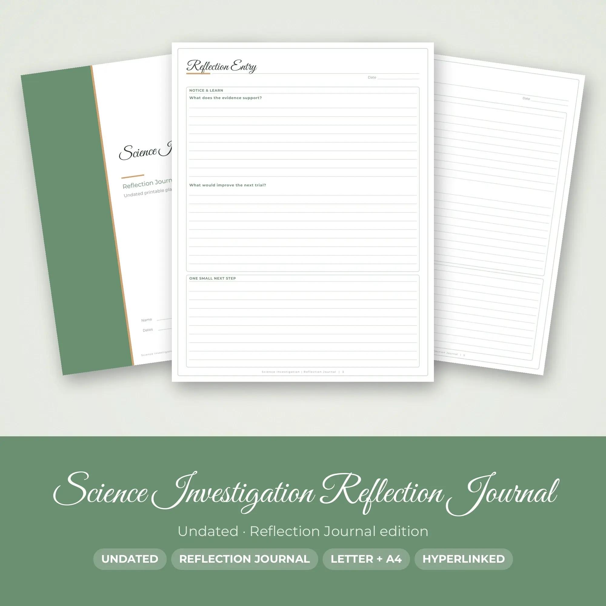 Science Investigation Reflection Journal Planner PDF - Sage preview