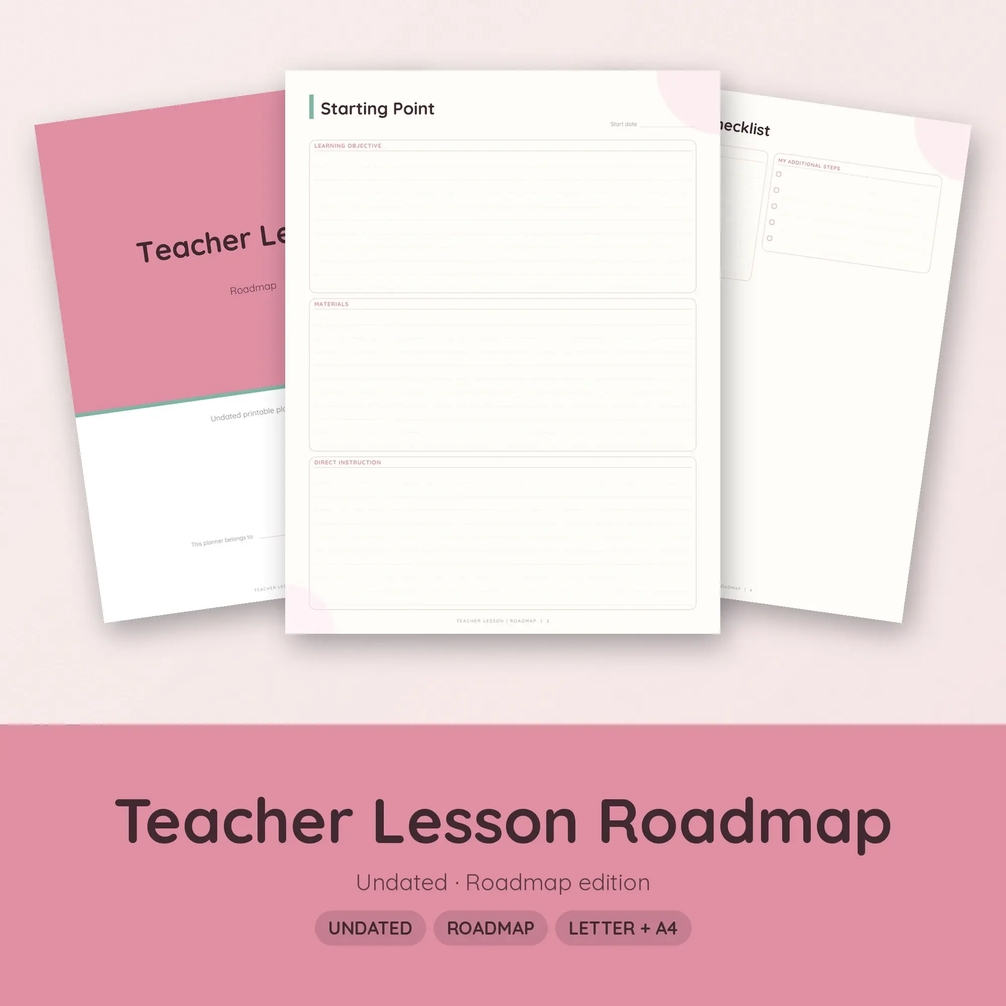 Teacher Lesson Roadmap Planner PDF - Blush preview