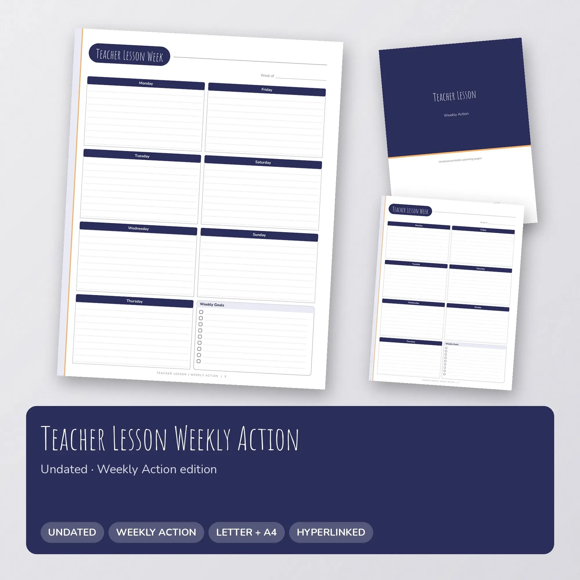 Teacher Lesson Weekly Action Planner PDF - Midnight preview