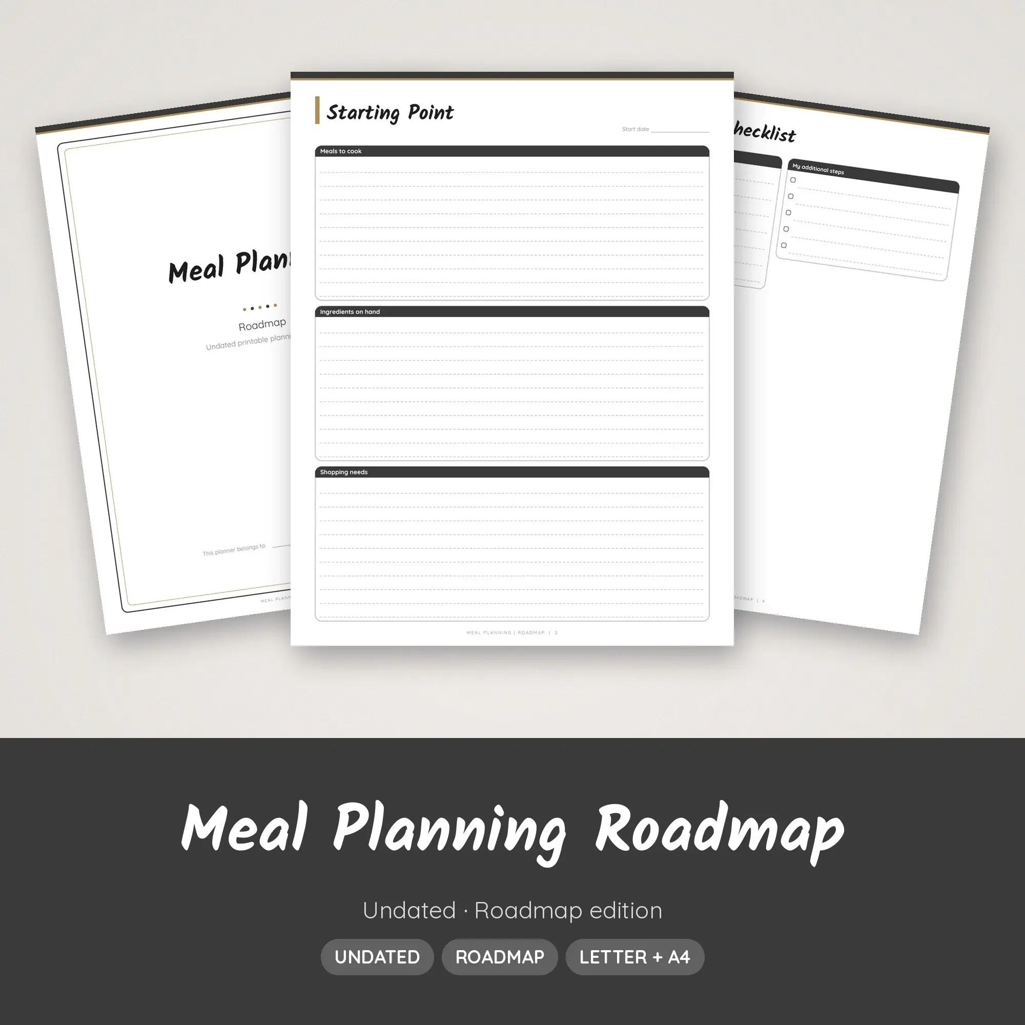 Meal Planning Roadmap Planner PDF - Charcoal preview