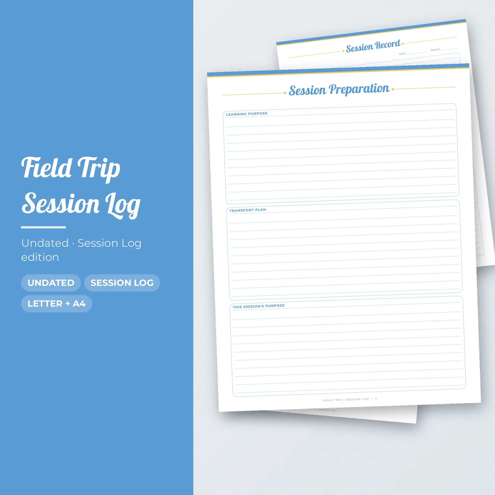 Field Trip Session Log Planner PDF - Sky Blue preview