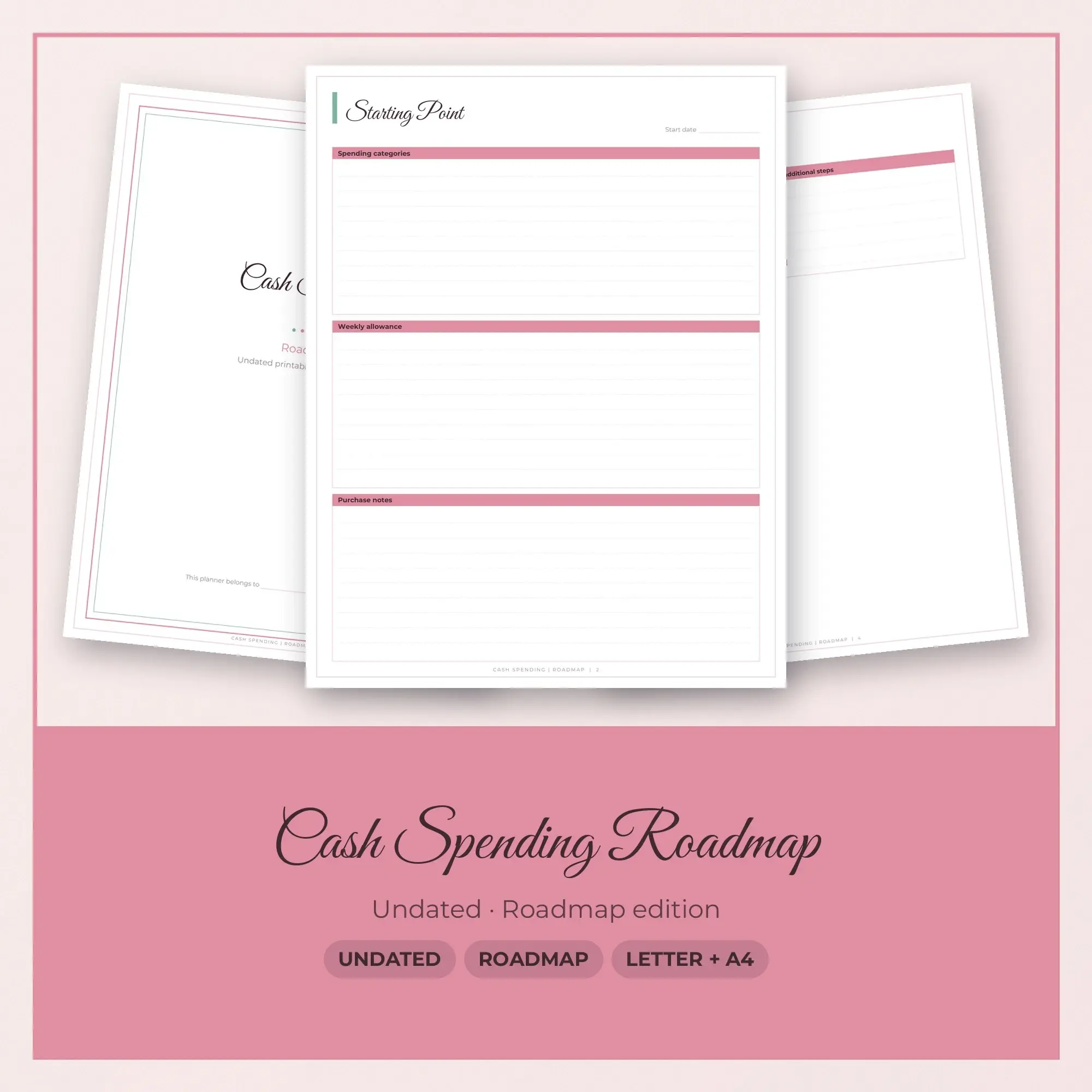 Cash Spending Roadmap Planner PDF - Blush preview