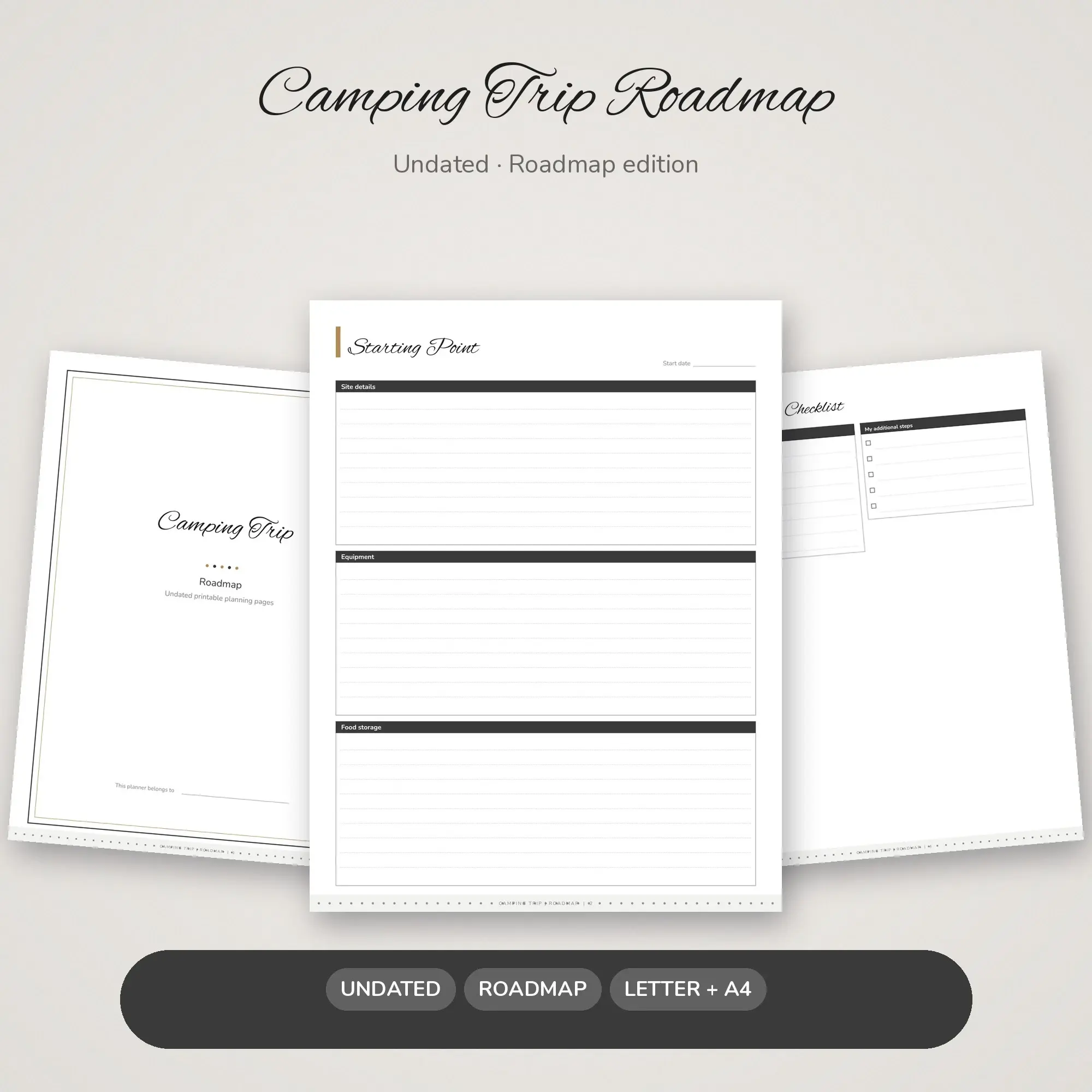 Camping Trip Roadmap Planner PDF - Charcoal preview