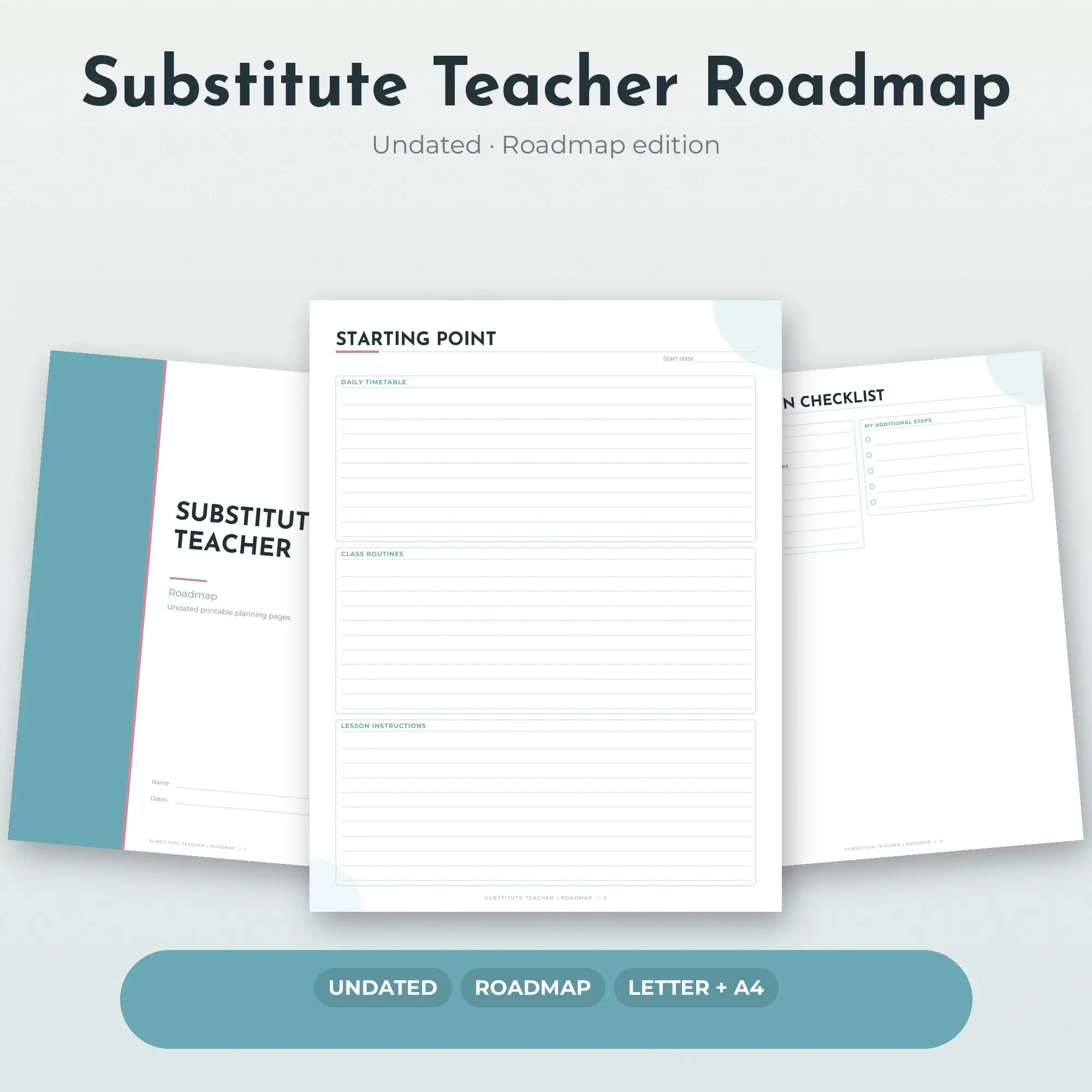 Substitute Teacher Roadmap Planner PDF - Glacier preview