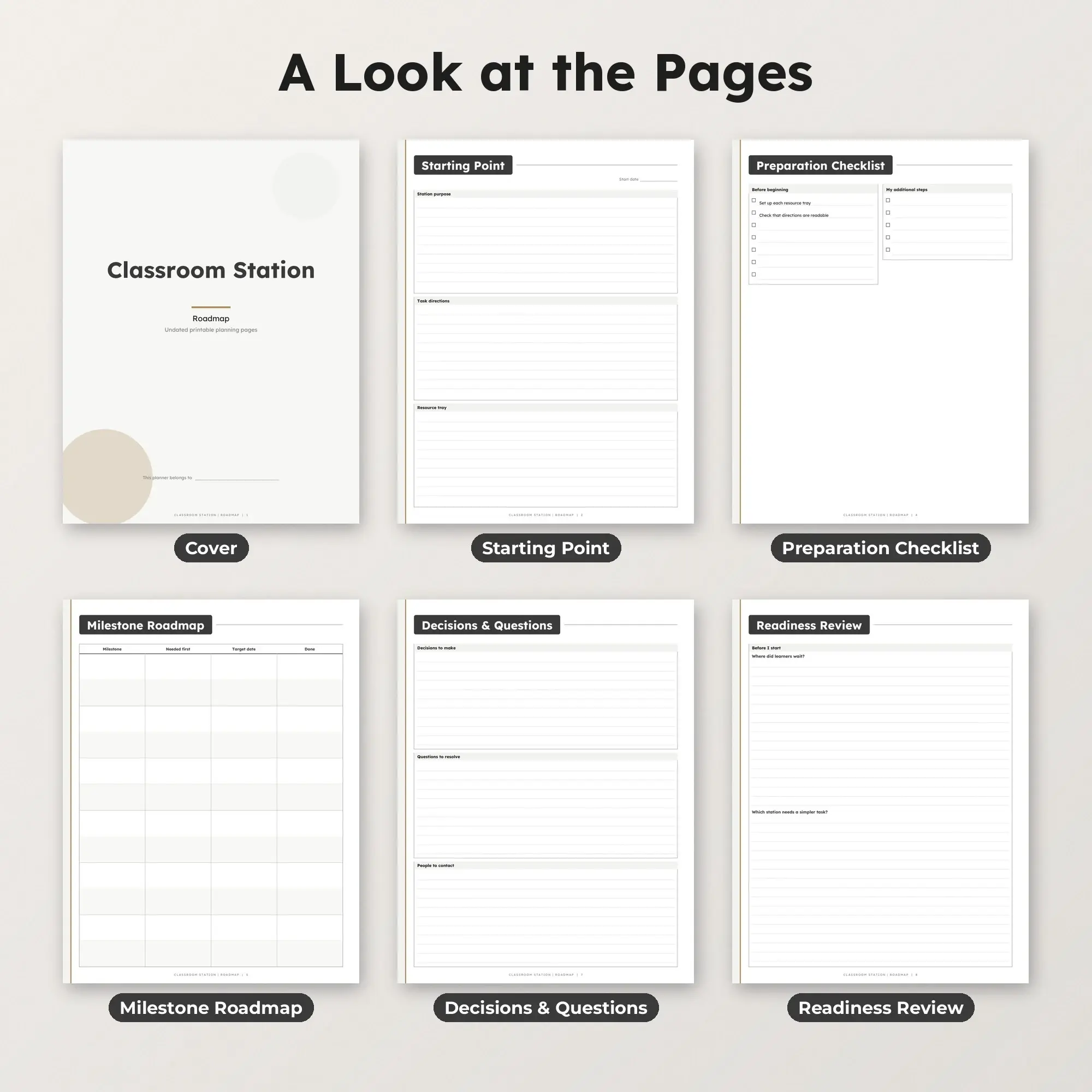 Classroom Station Roadmap Planner PDF - Charcoal, preview 2 of 2