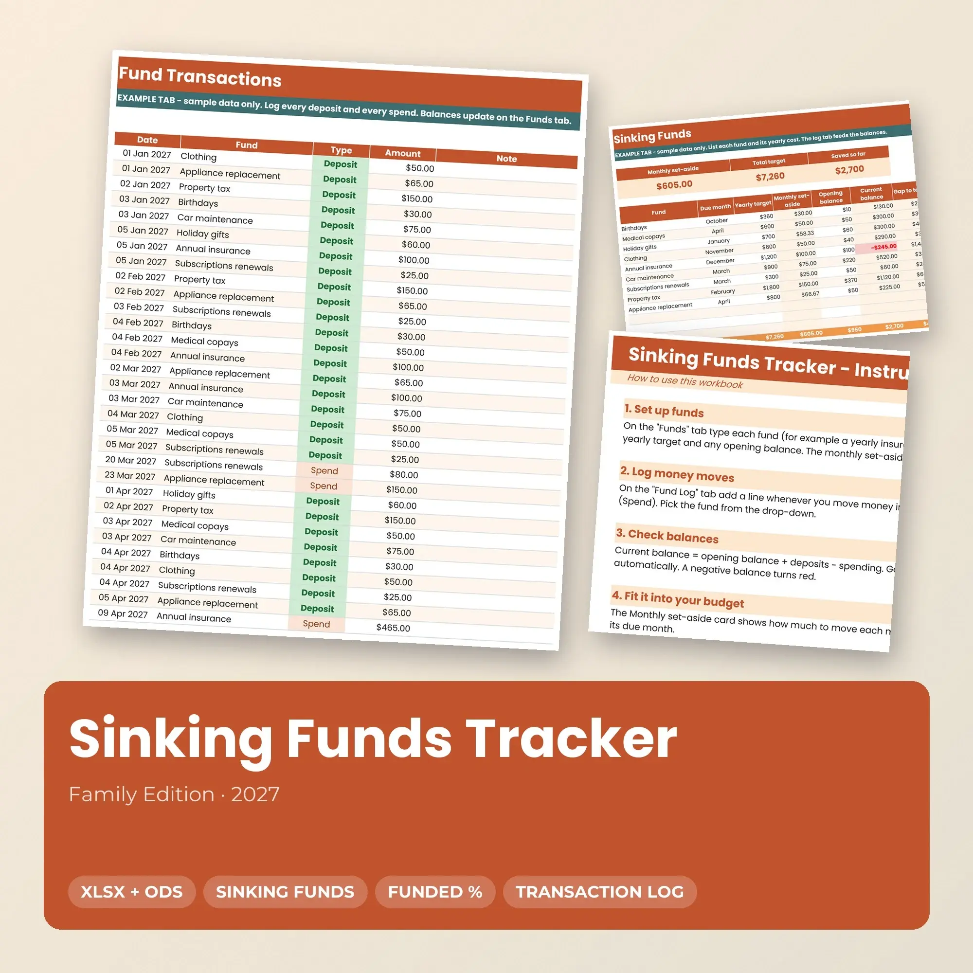 Sinking Funds Tracker Spreadsheet, Save for Irregular Expenses preview