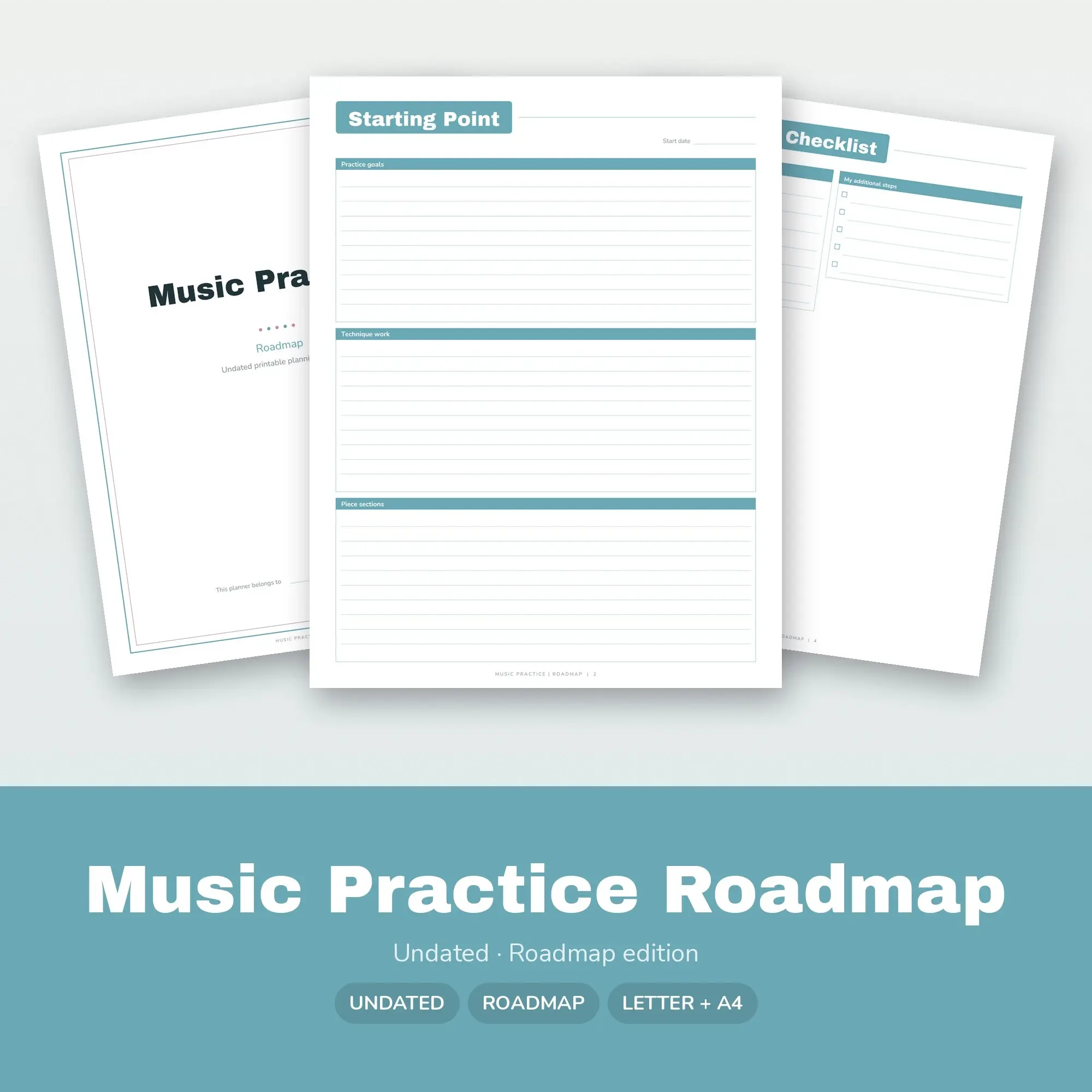 Music Practice Roadmap Planner PDF - Glacier preview