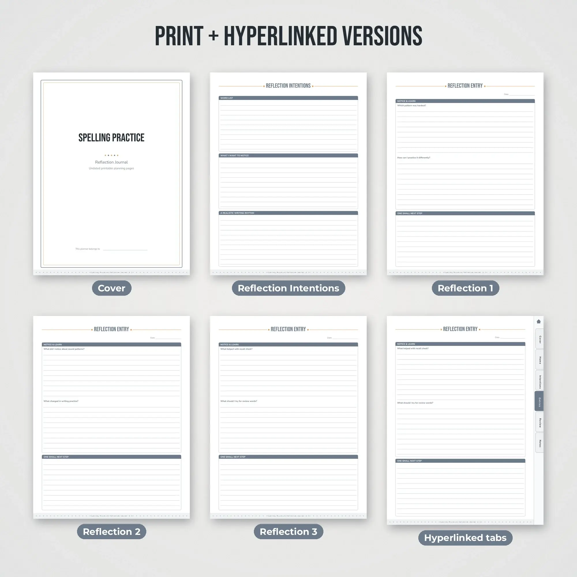 Spelling Practice Reflection Journal Planner PDF - Pewter, preview 2 of 2