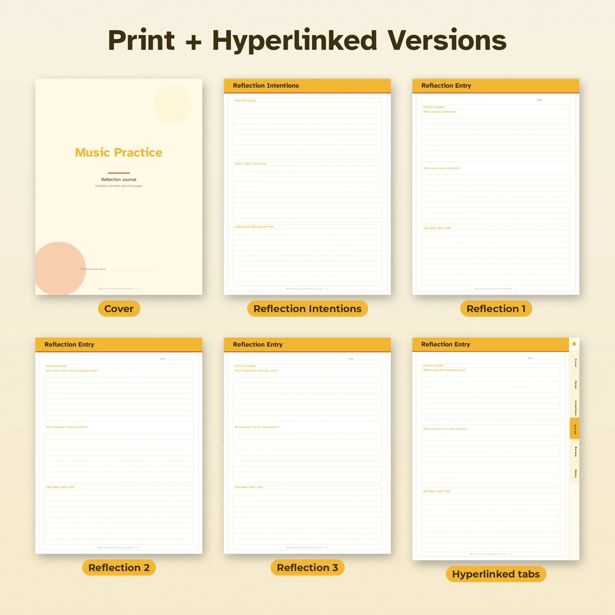 Music Practice Reflection Journal Planner PDF - Sunshine, preview 2 of 2