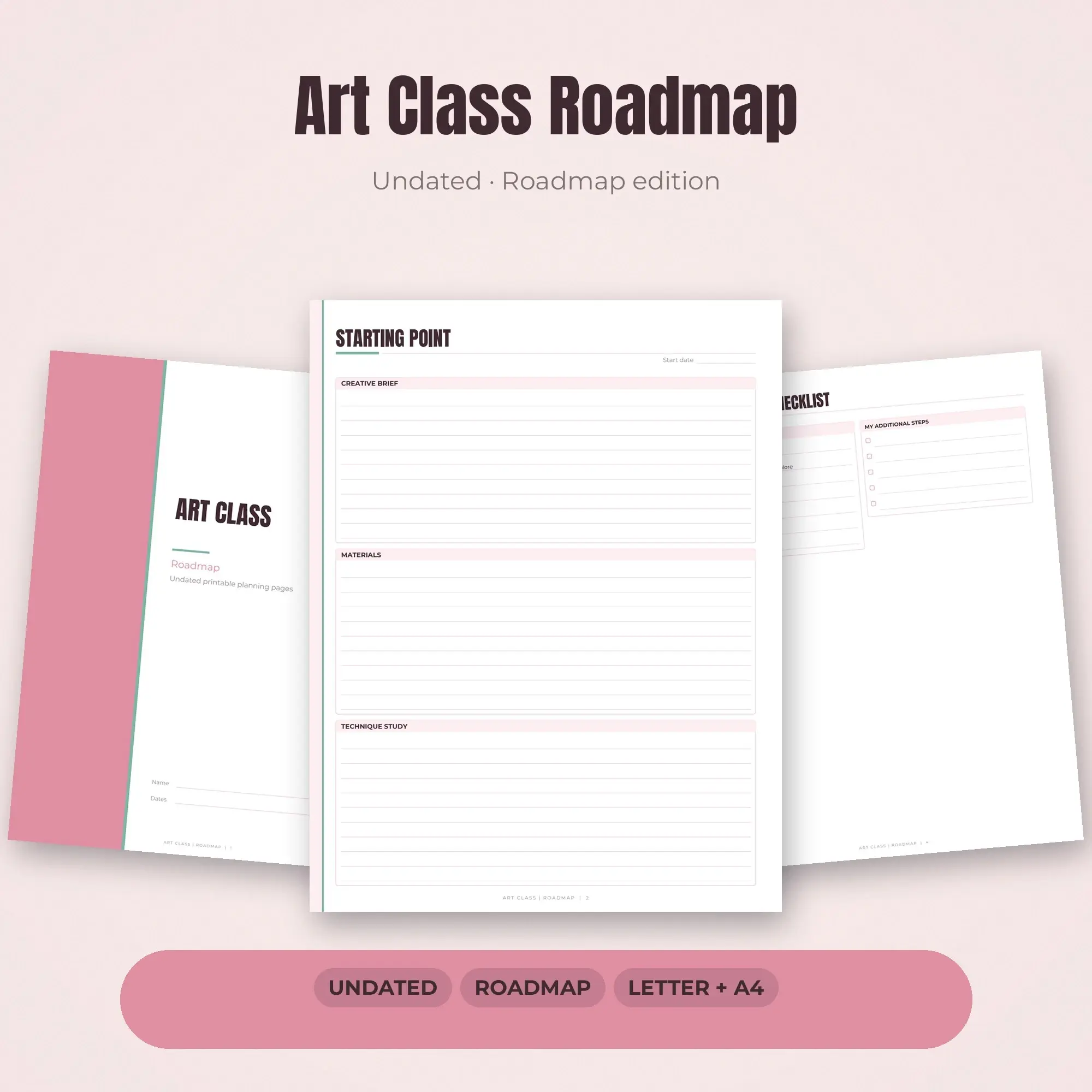 Art Class Roadmap Planner PDF - Blush preview