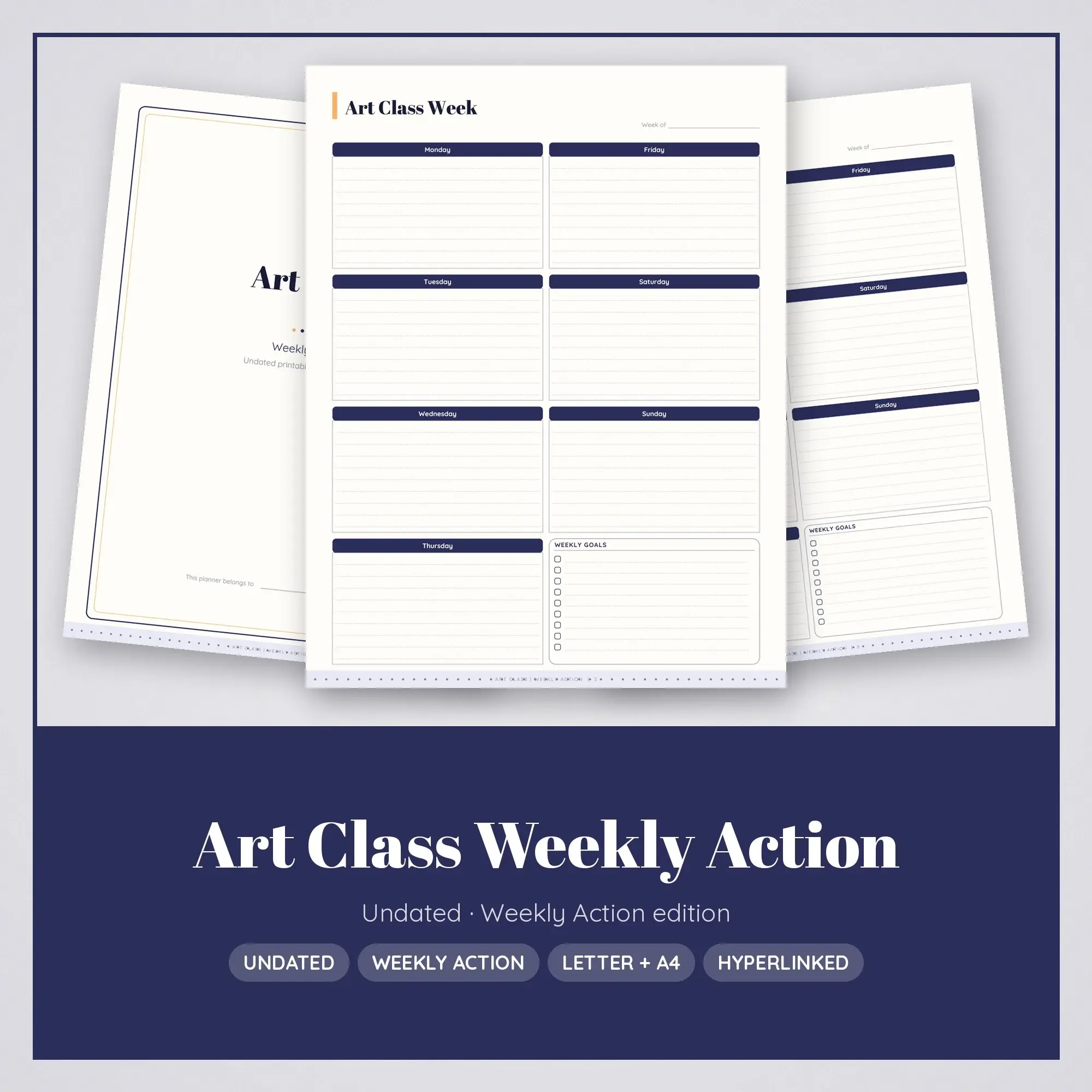 Art Class Weekly Action Planner PDF - Midnight preview