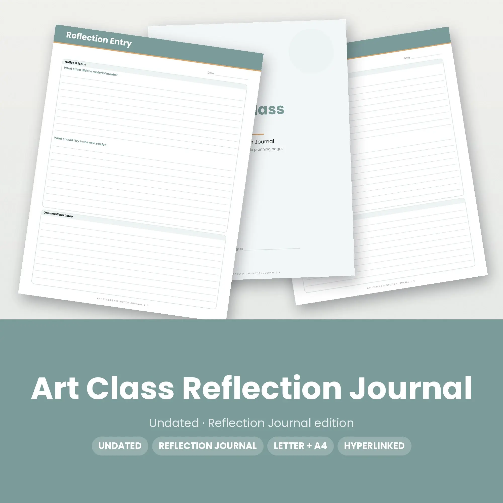 Art Class Reflection Journal Planner PDF - Seafoam preview