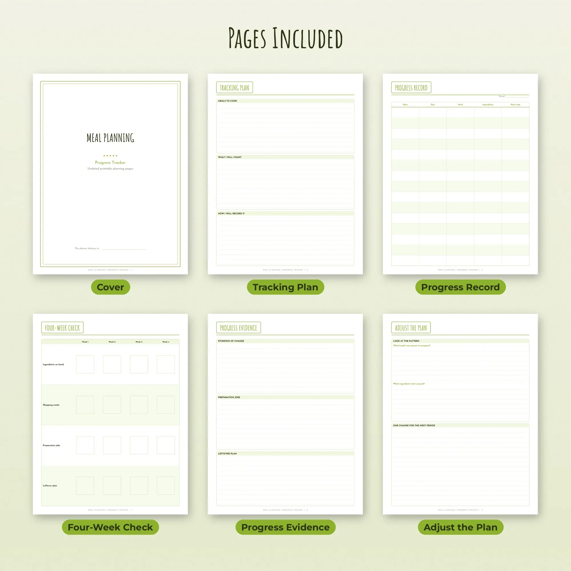 Meal Planning Progress Tracker Planner PDF - Lime, preview 2 of 2