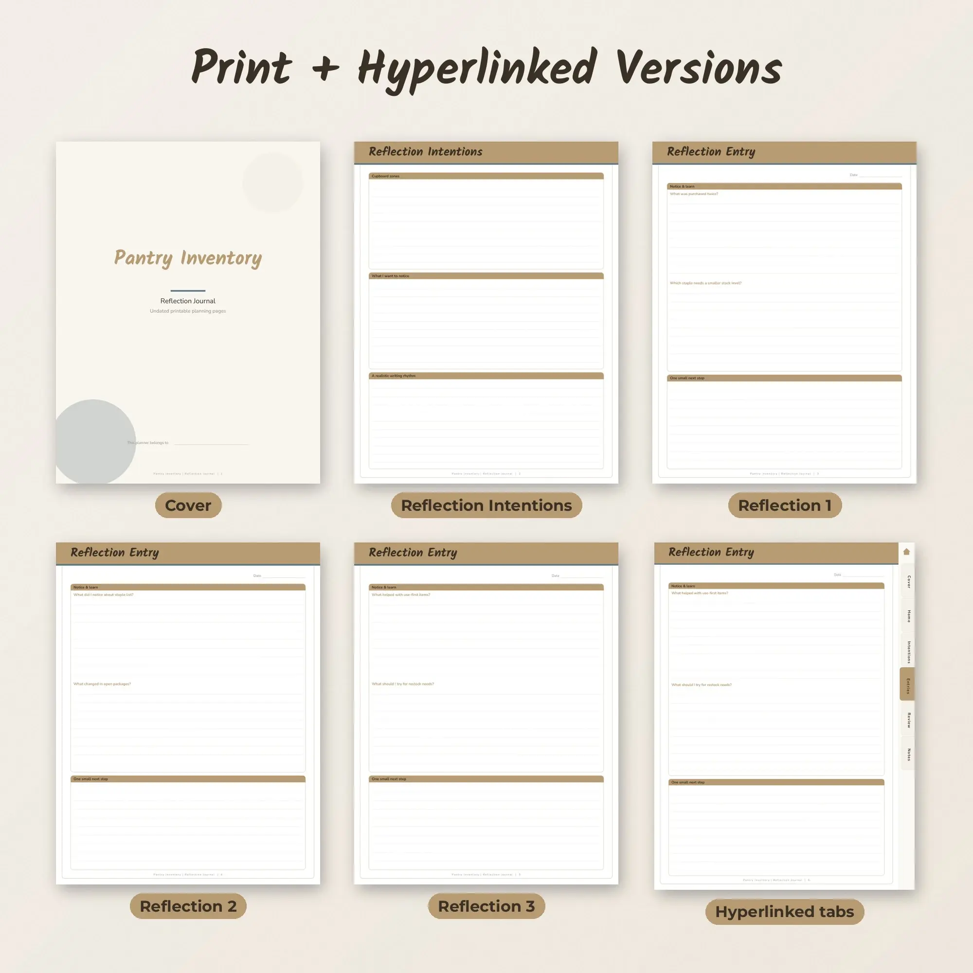 Pantry Inventory Reflection Journal Planner PDF - Sand, preview 2 of 2
