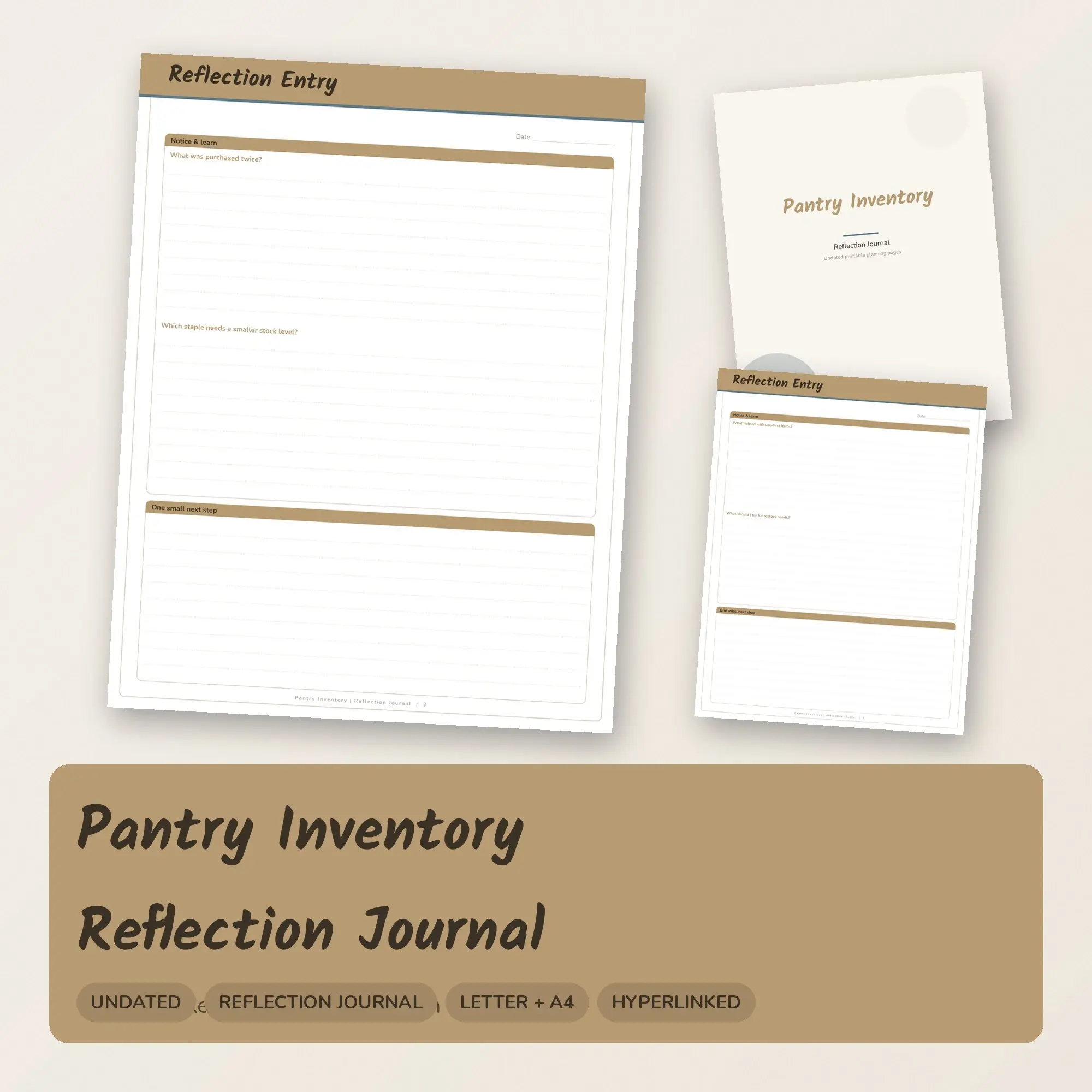 Pantry Inventory Reflection Journal Planner PDF - Sand, preview 1 of 2