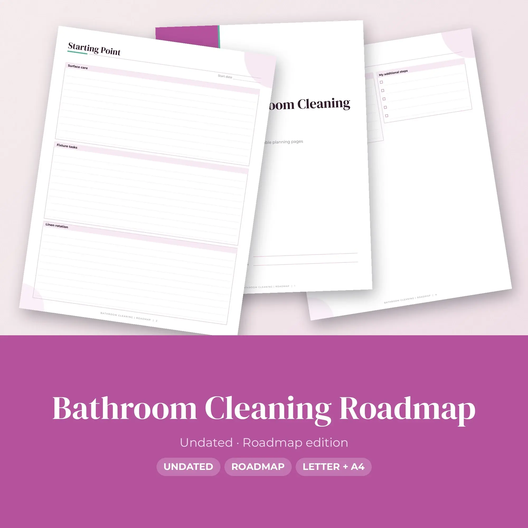 Bathroom Cleaning Roadmap Planner PDF - Orchid preview