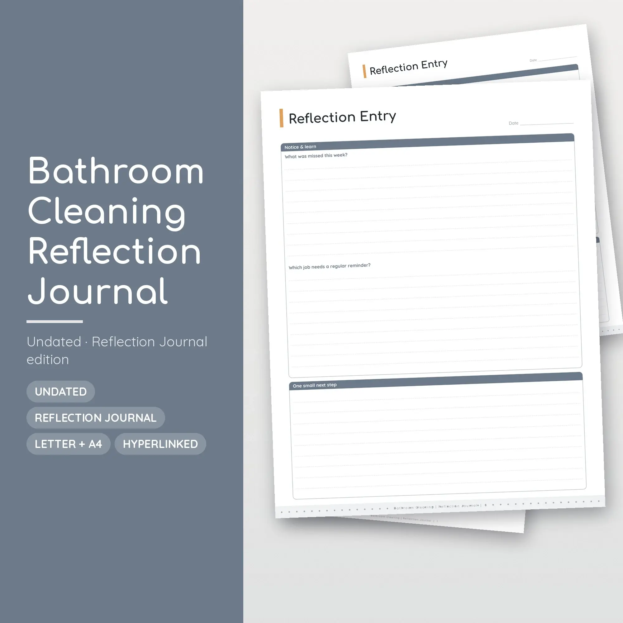 Bathroom Cleaning Reflection Journal Planner PDF - Pewter, preview 1 of 2