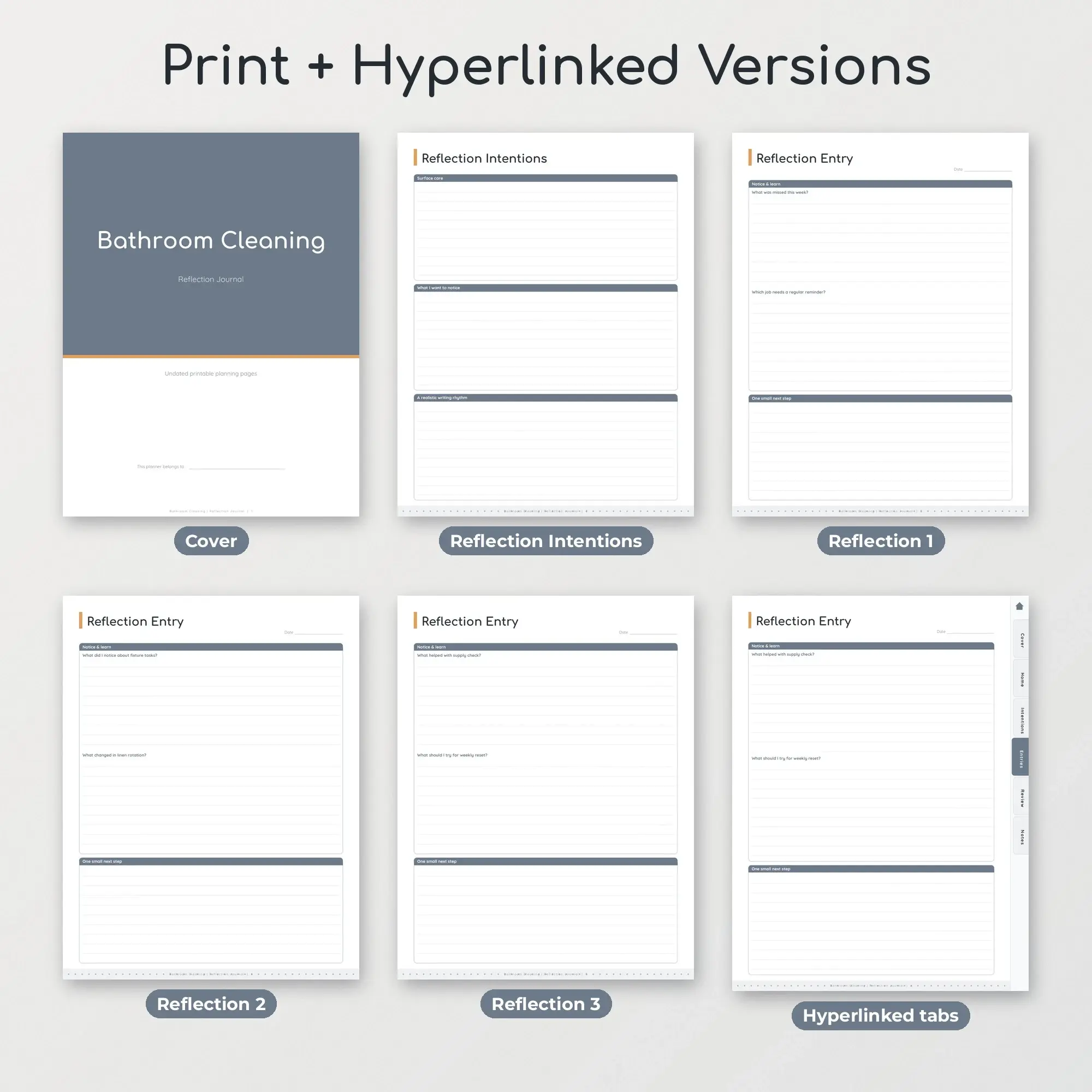 Bathroom Cleaning Reflection Journal Planner PDF - Pewter, preview 2 of 2