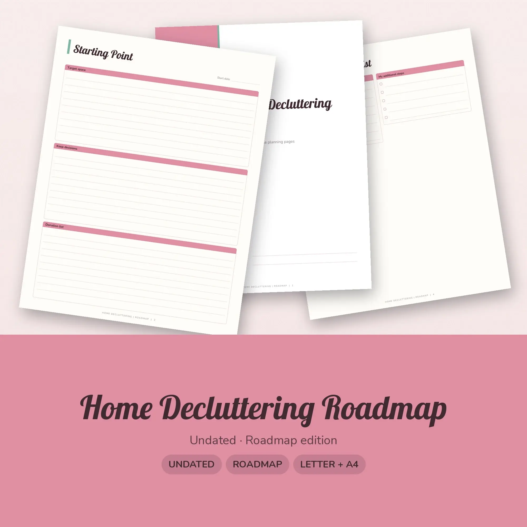 Home Decluttering Roadmap Planner PDF - Blush preview
