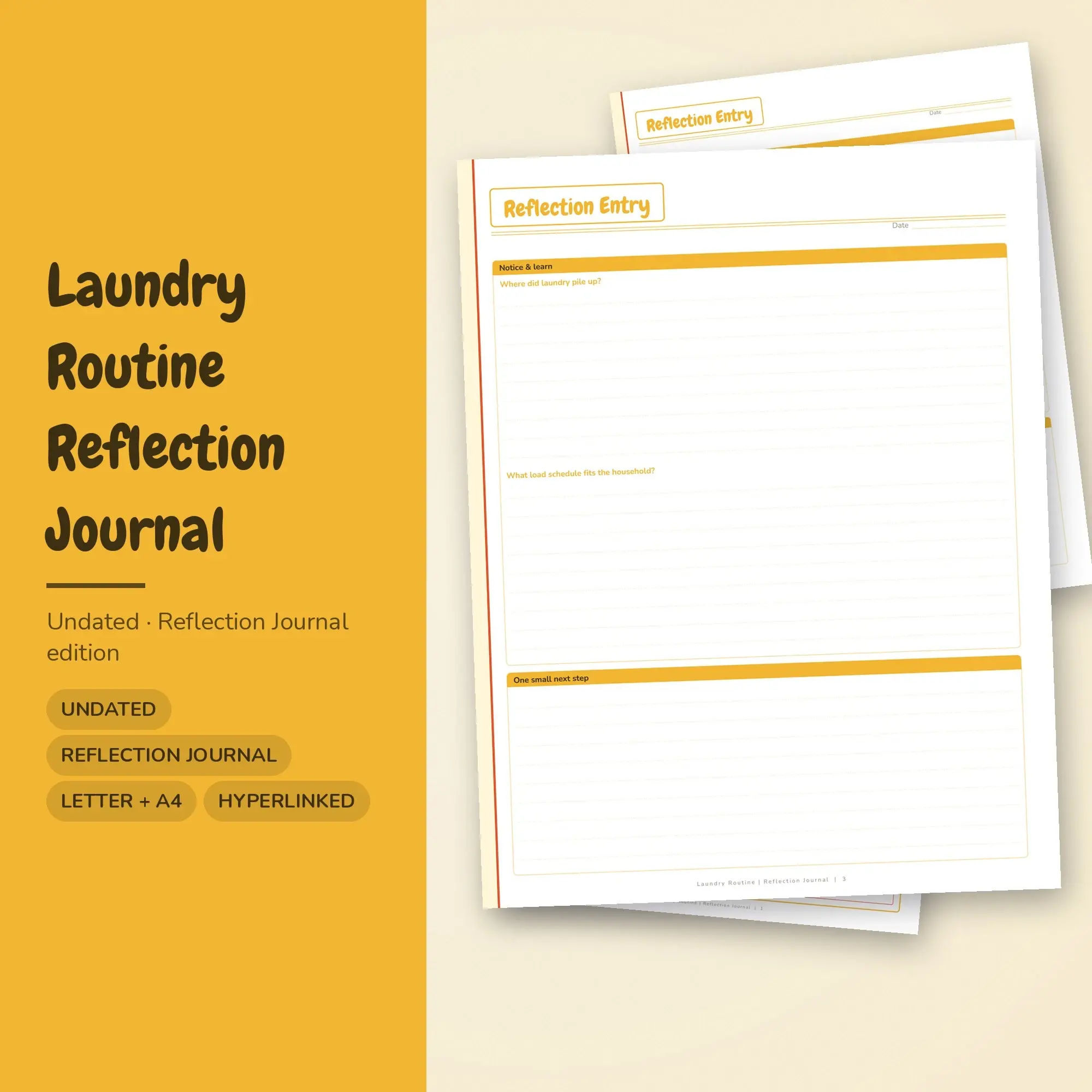 Laundry Routine Reflection Journal Planner PDF - Sunshine preview