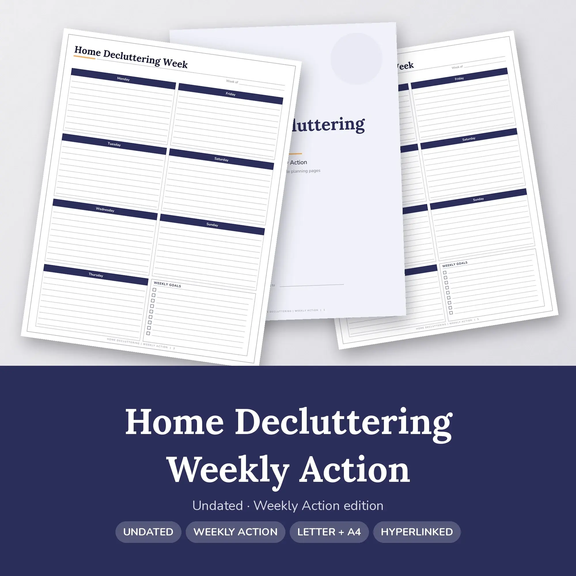 Home Decluttering Weekly Action Planner PDF - Midnight preview
