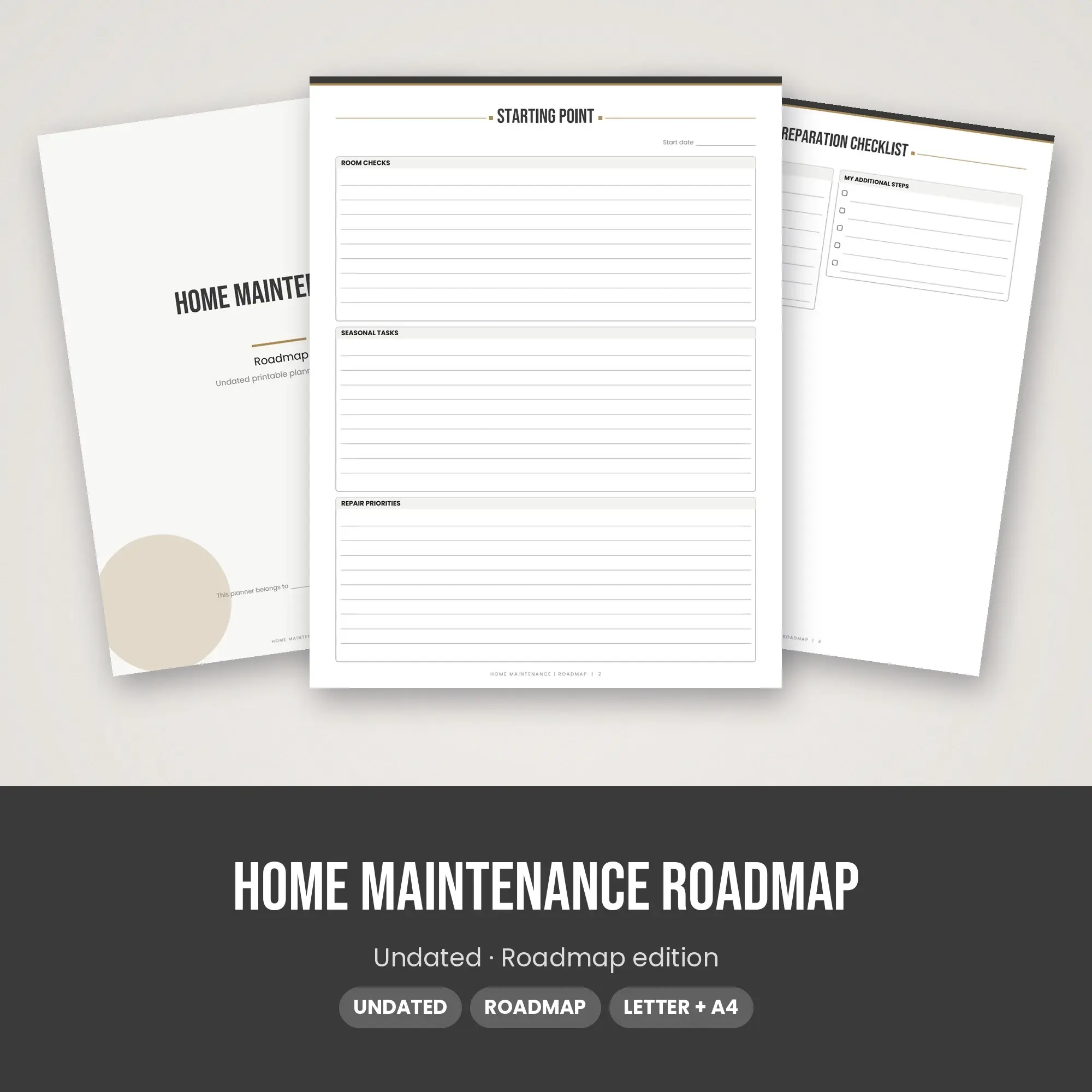 Home Maintenance Roadmap Planner PDF - Charcoal preview