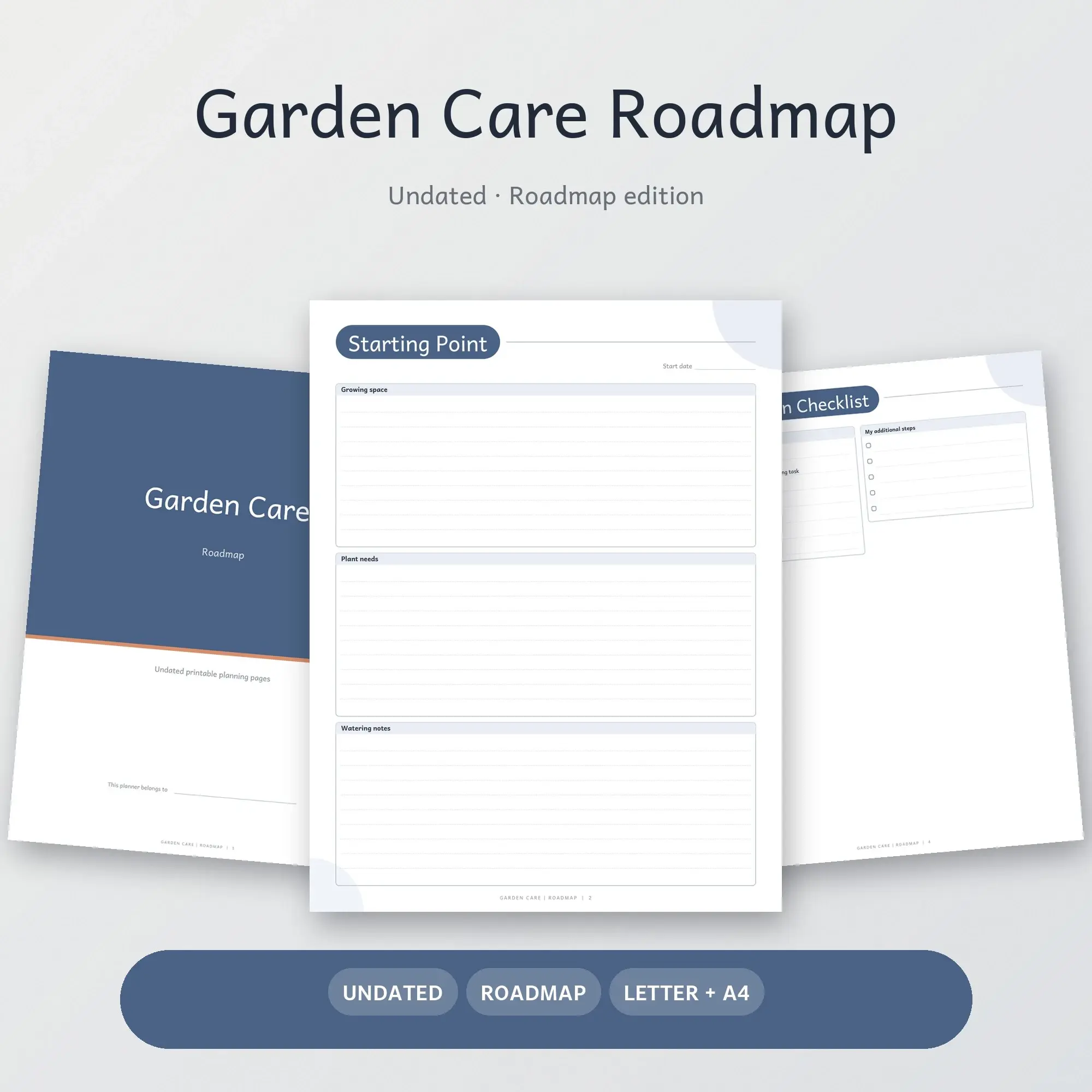 Garden Care Roadmap Planner PDF - Slate Blue, preview 1 of 2