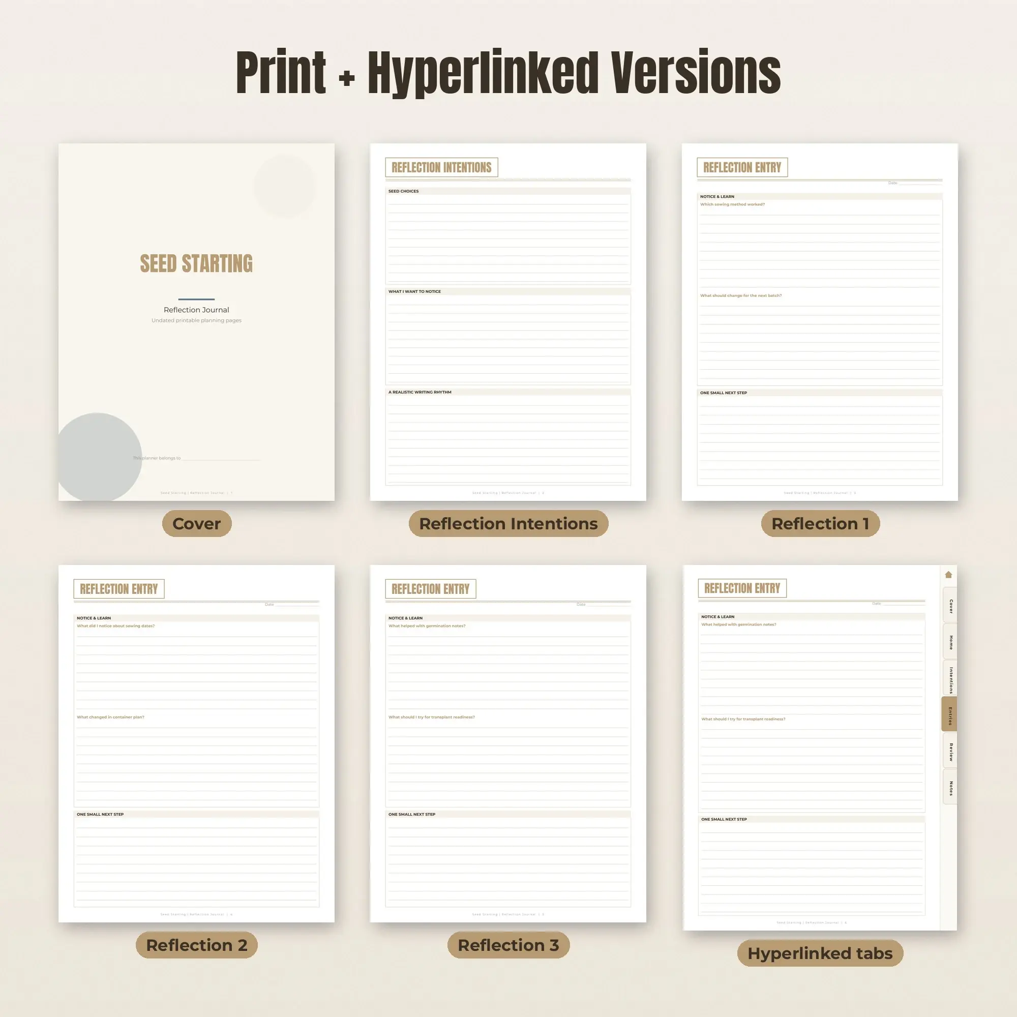Seed Starting Reflection Journal Planner PDF - Sand, preview 2 of 2