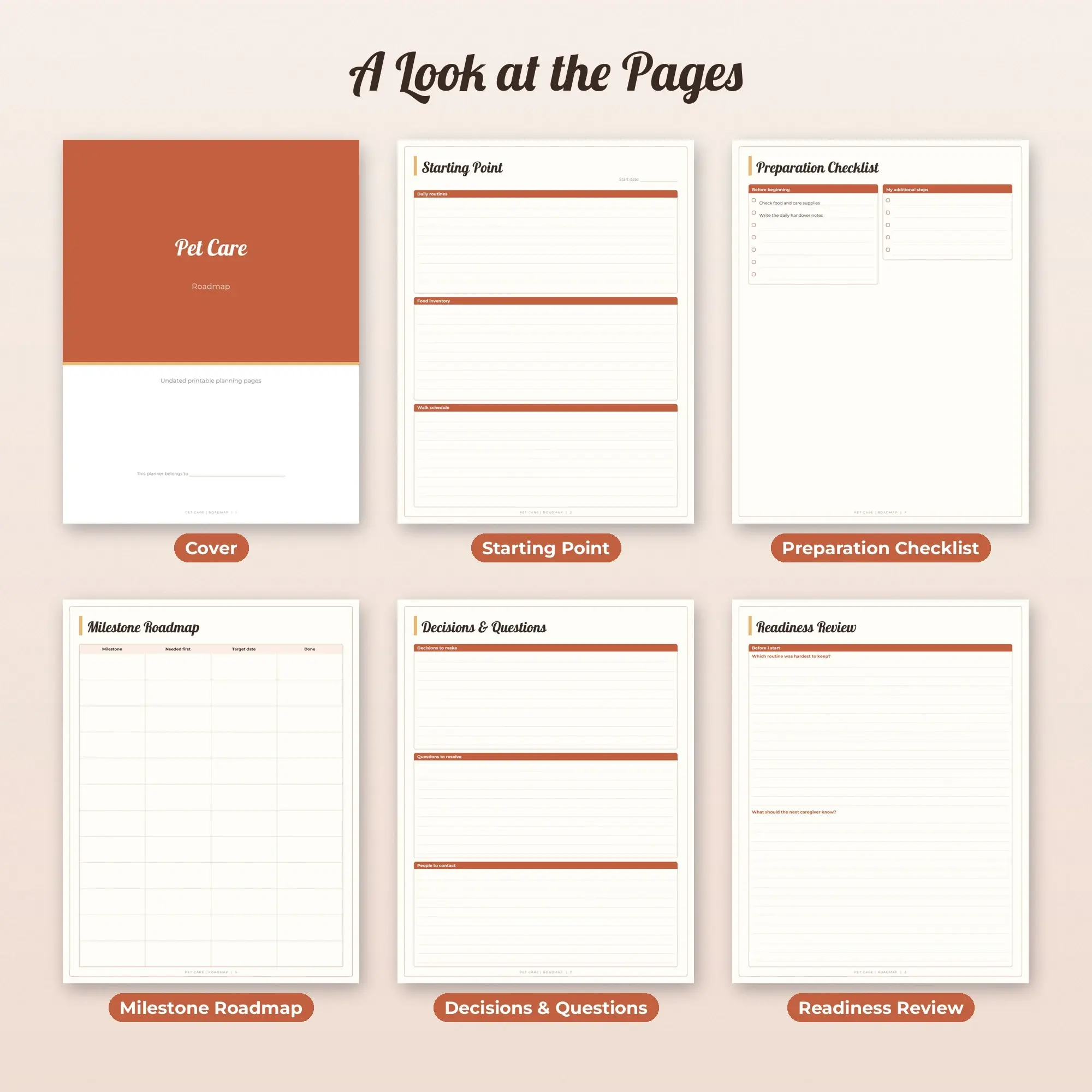 Pet Care Roadmap Planner PDF - Terracotta, preview 2 of 2