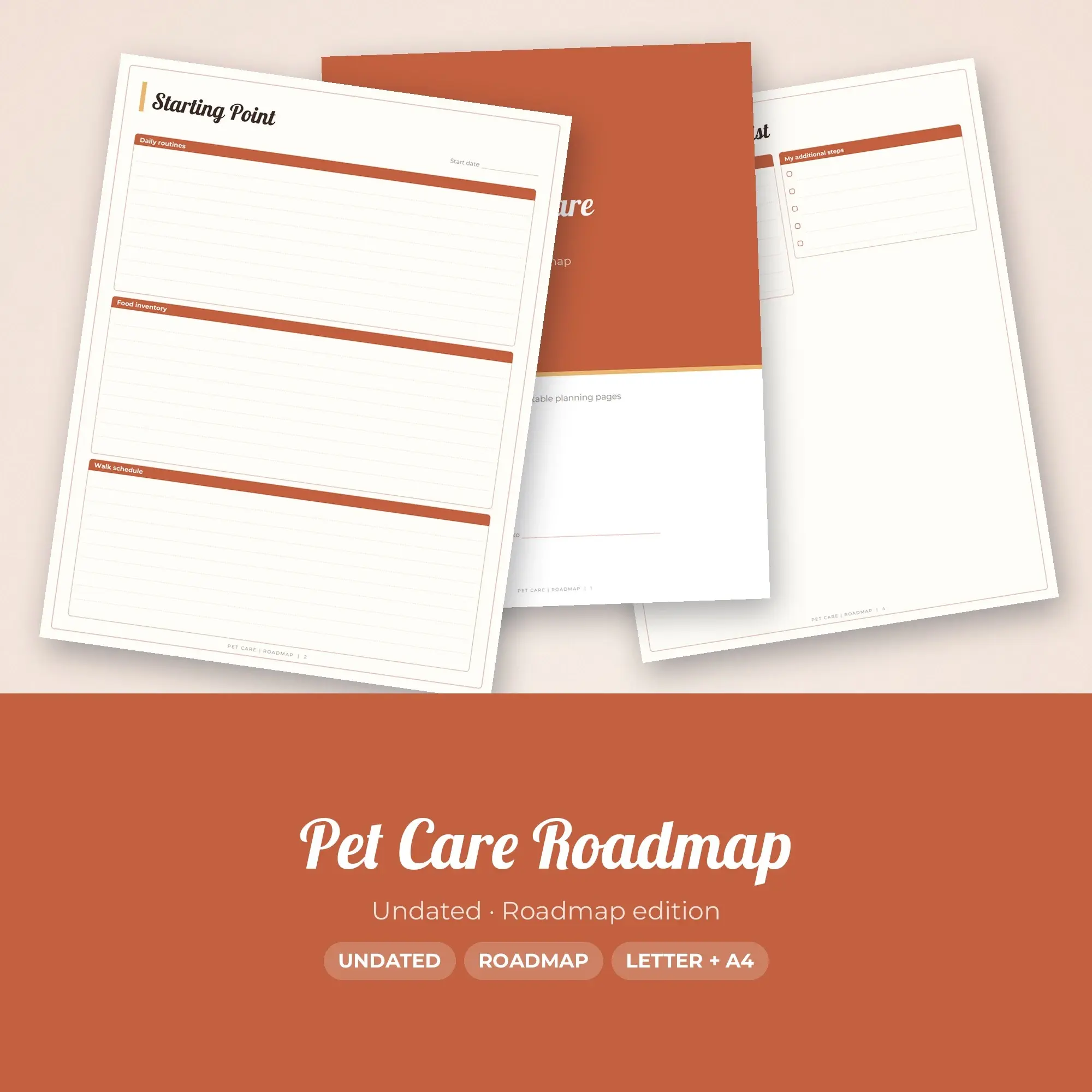 Pet Care Roadmap Planner PDF - Terracotta, preview 1 of 2