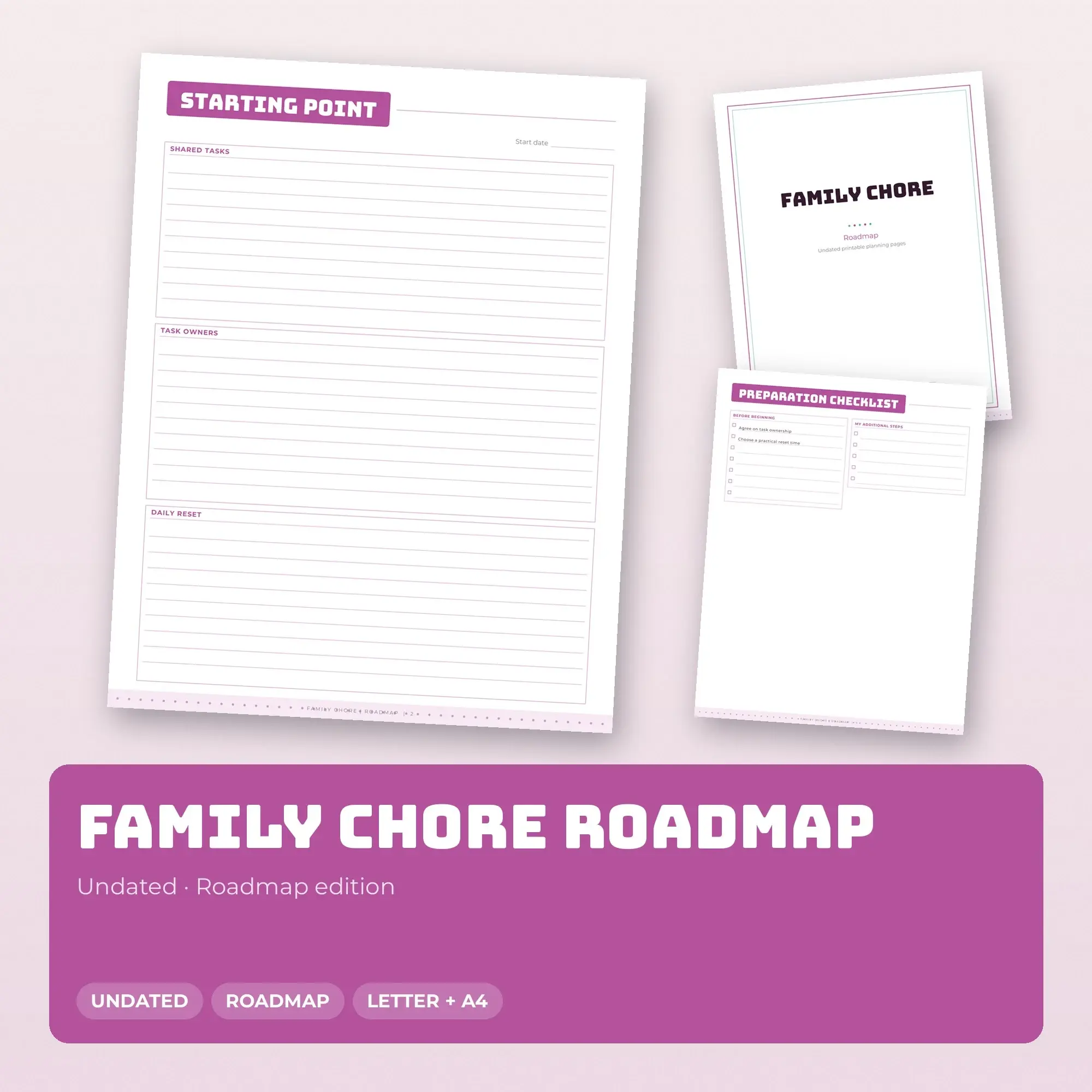 Family Chore Roadmap Planner PDF - Orchid preview