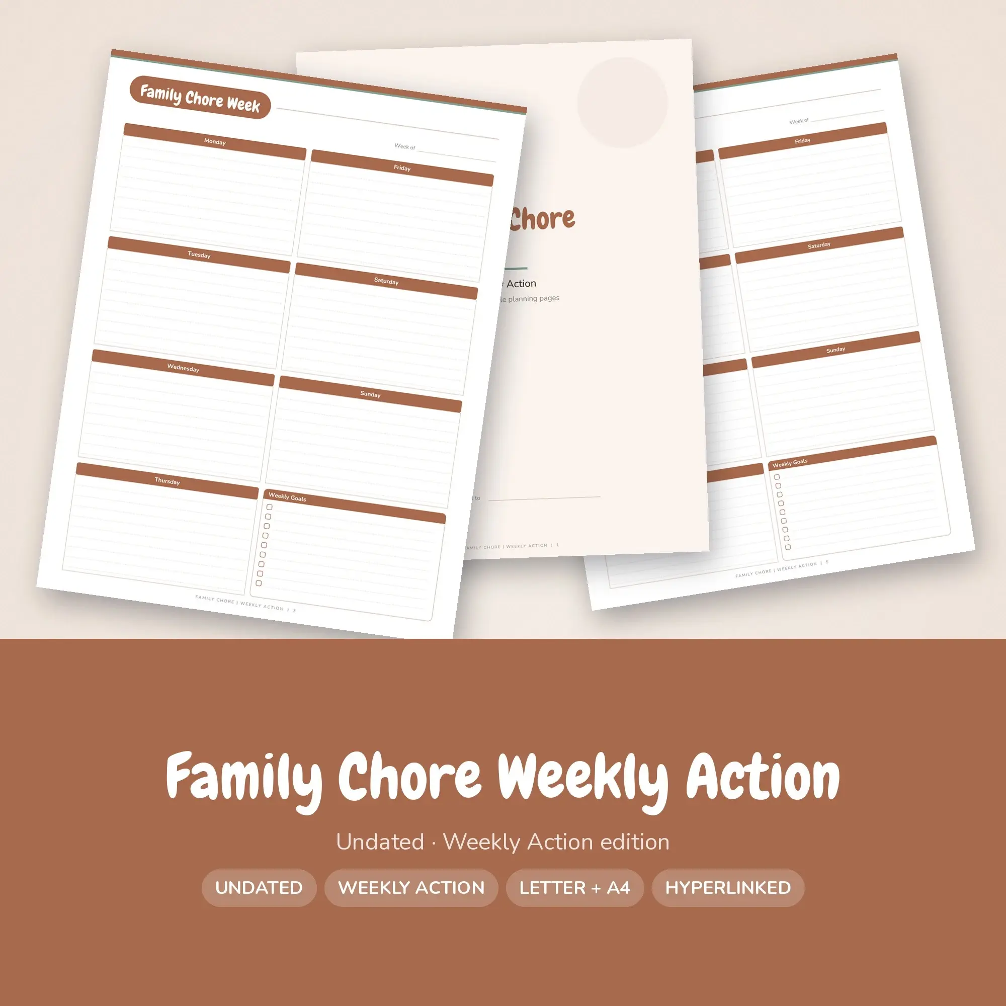Family Chore Weekly Action Planner PDF - Clay preview
